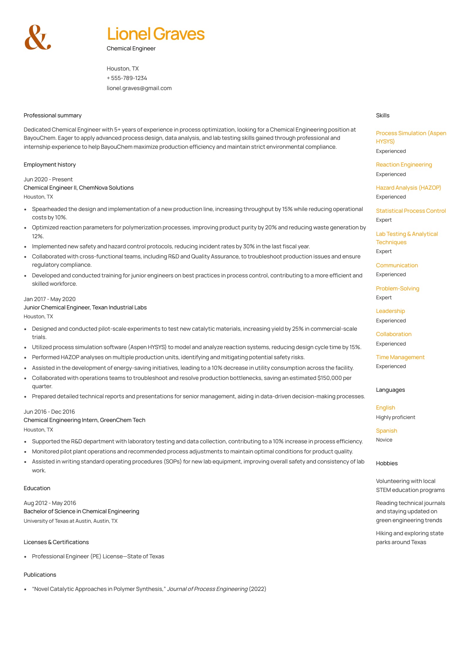 Chemical Engineer