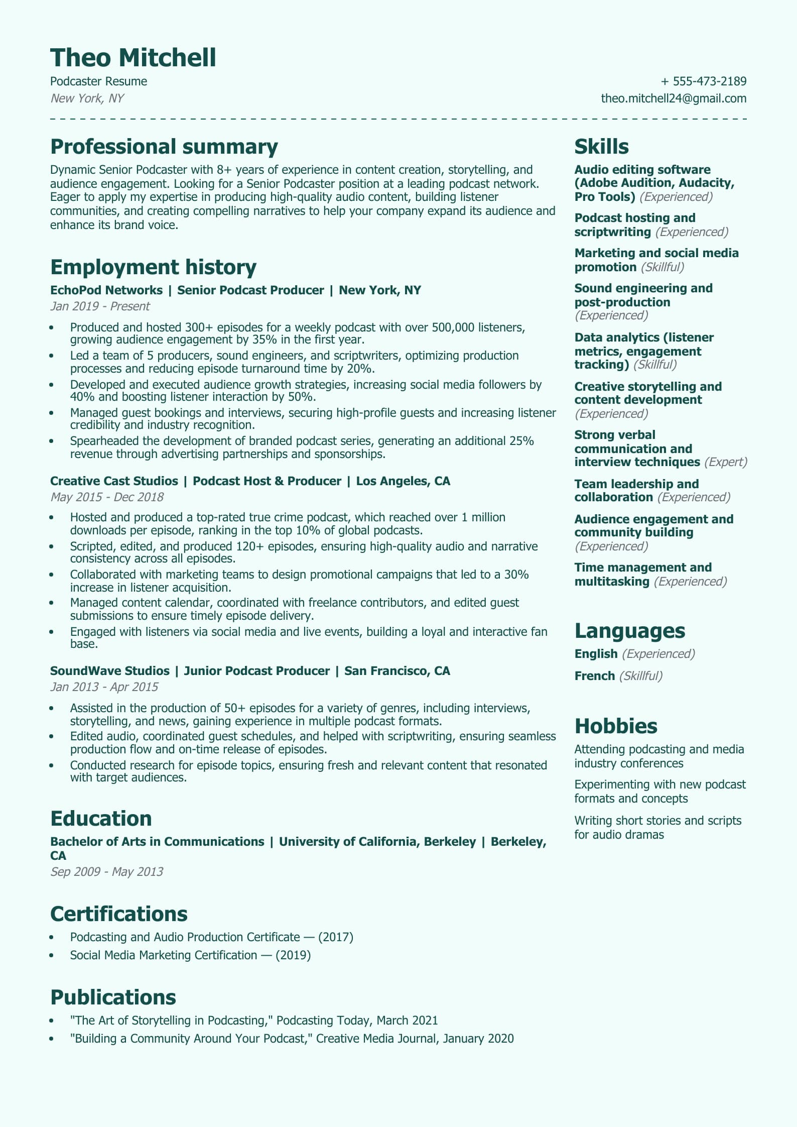 Podcaster Resume