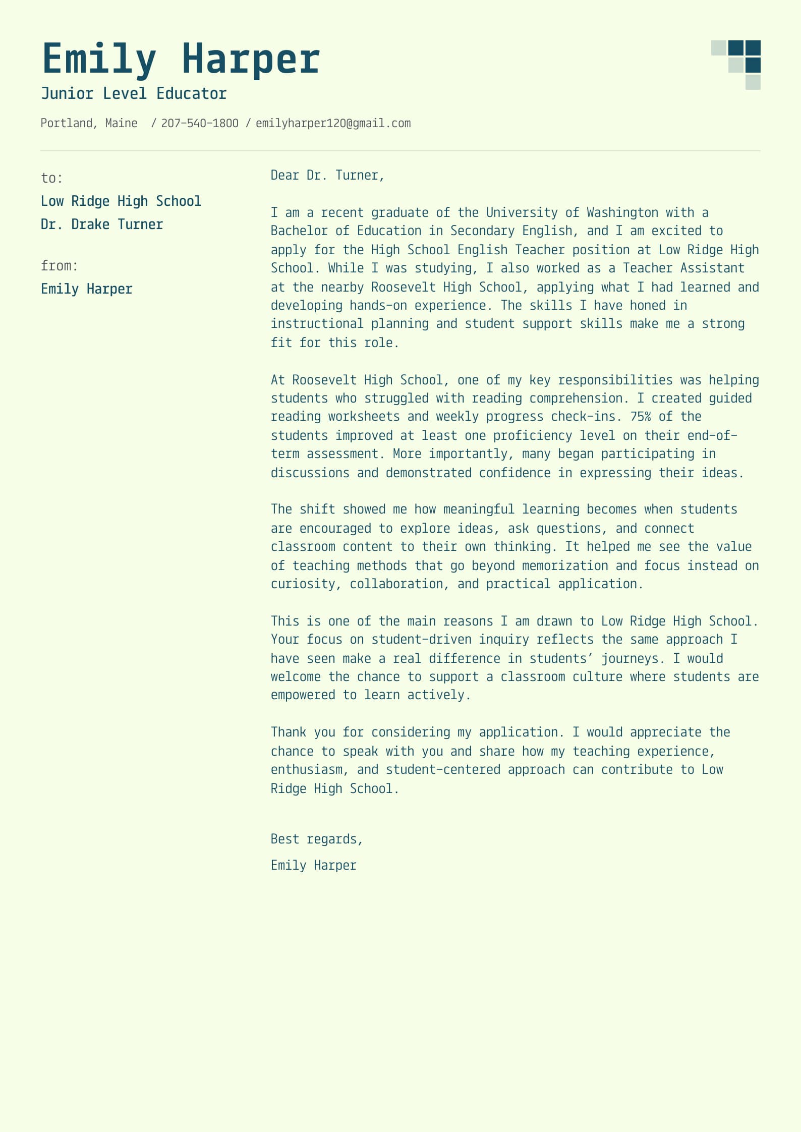 Education Cover Letter