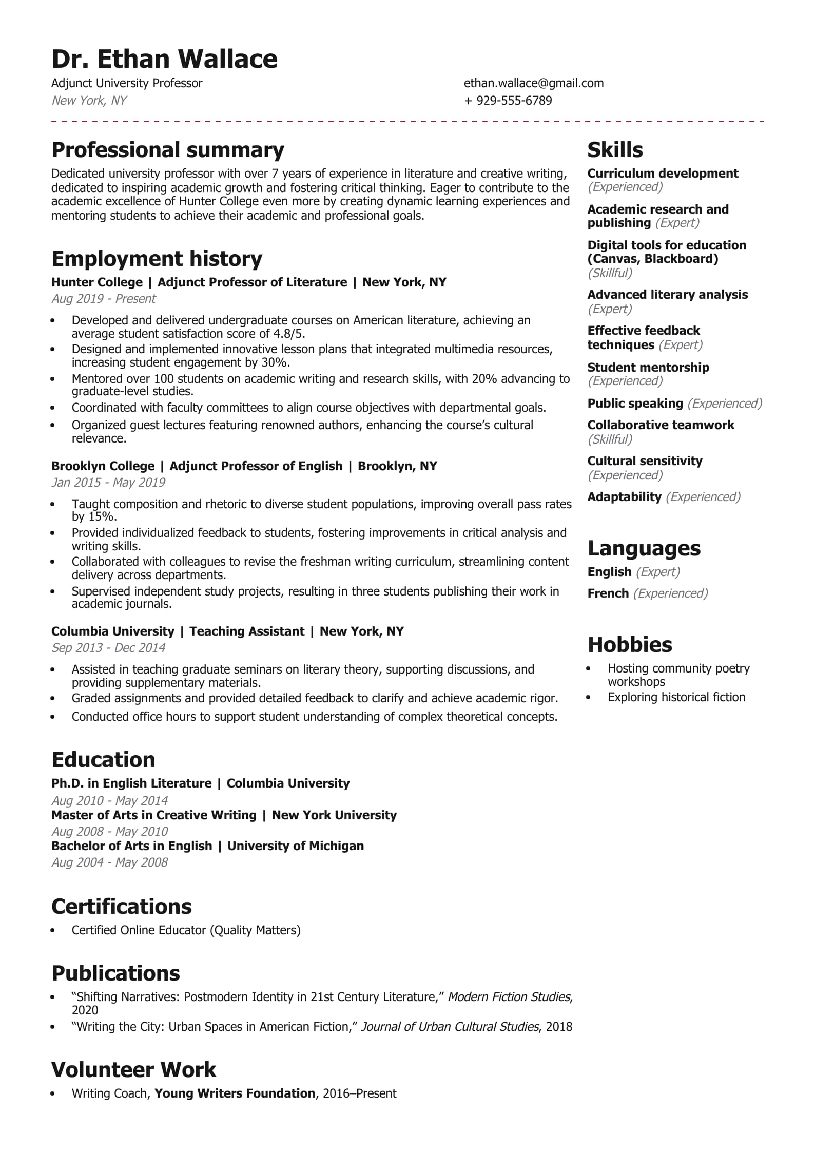 Adjunct University Professor