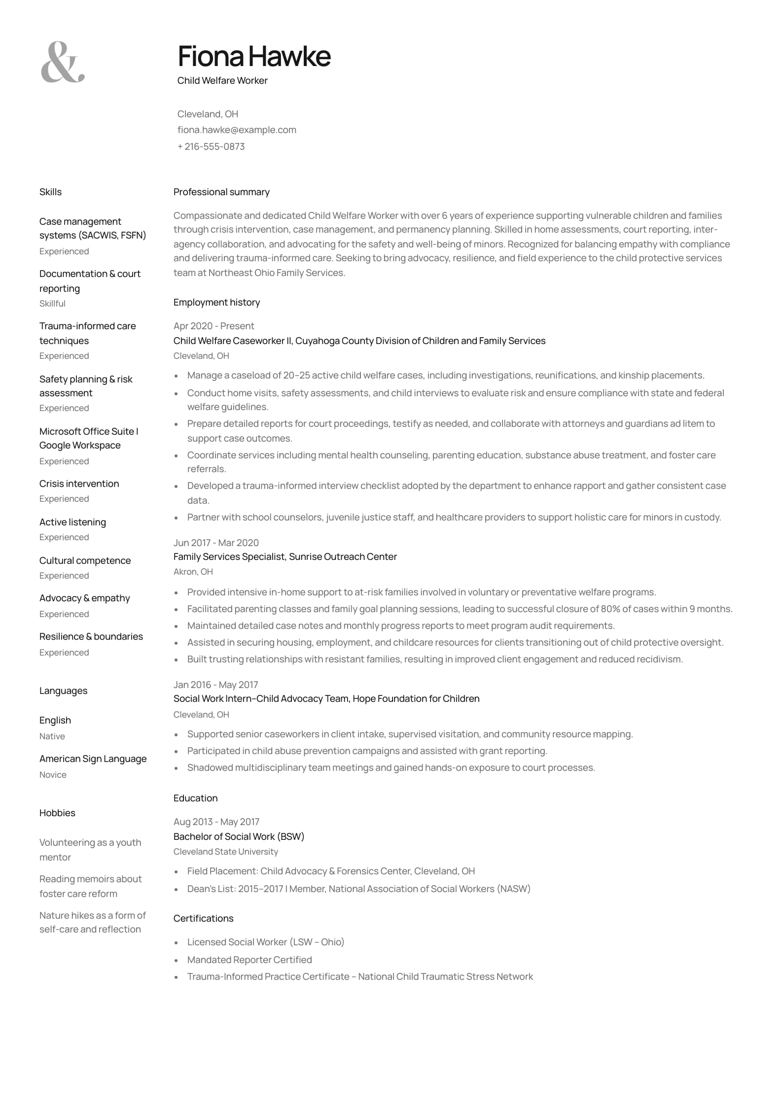 Child Welfare Worker