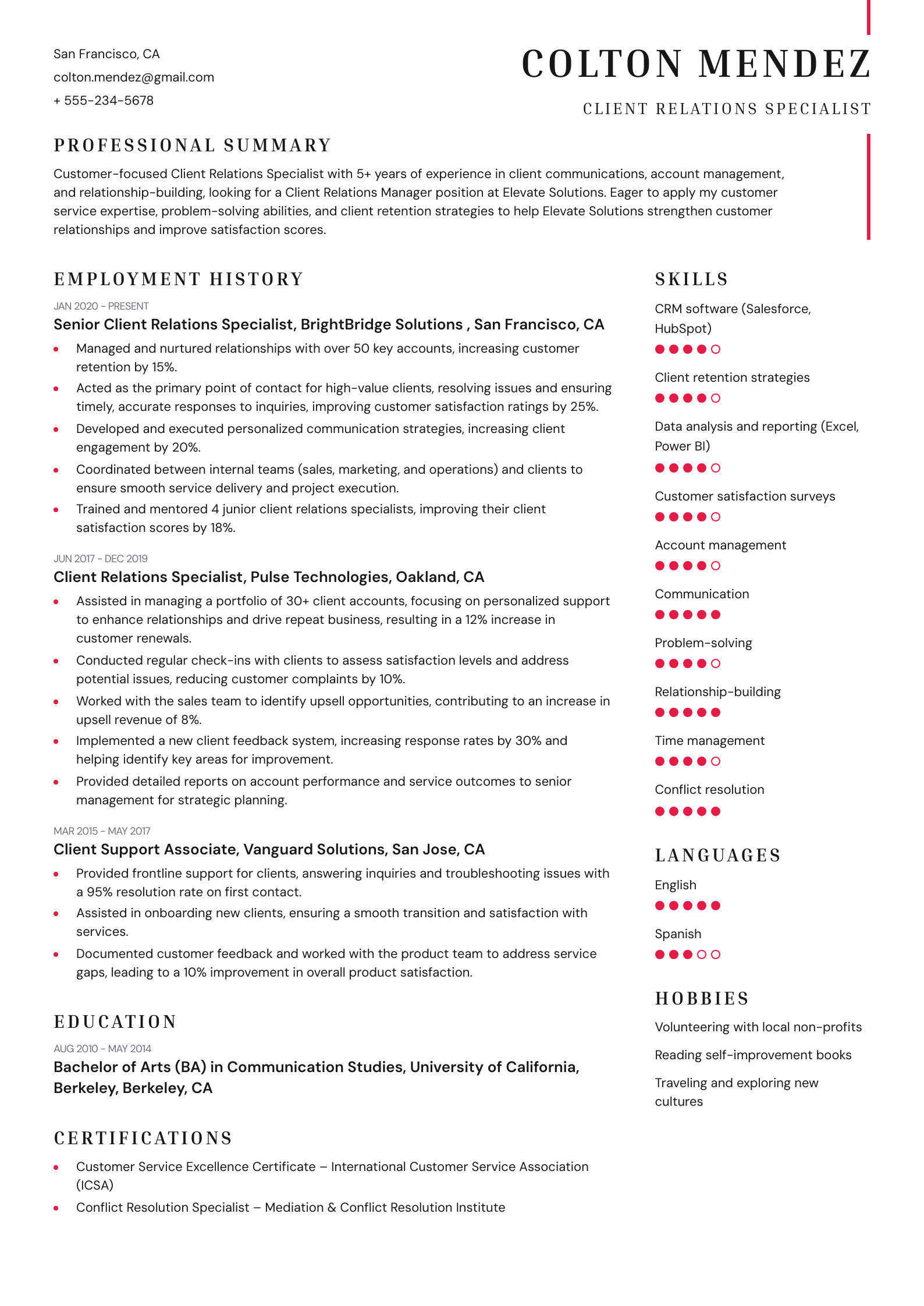 Client Relations Specialist