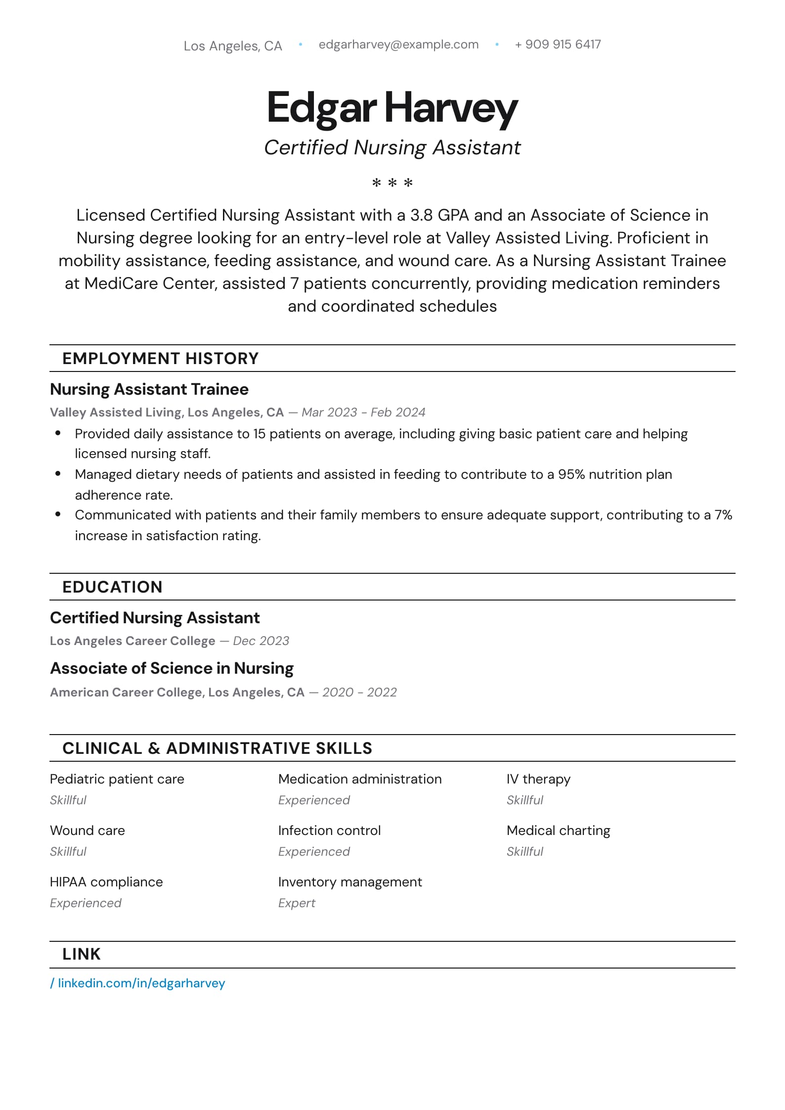 Certified Nursing Assistant