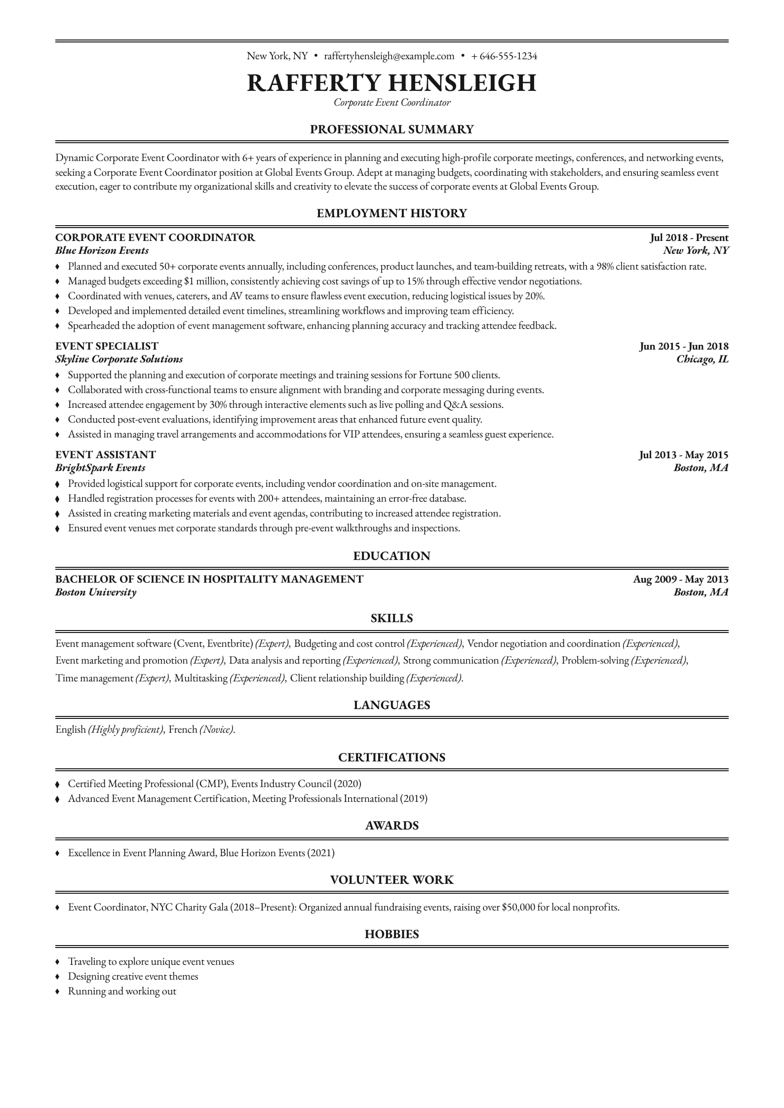 Corporate Event Coordinator