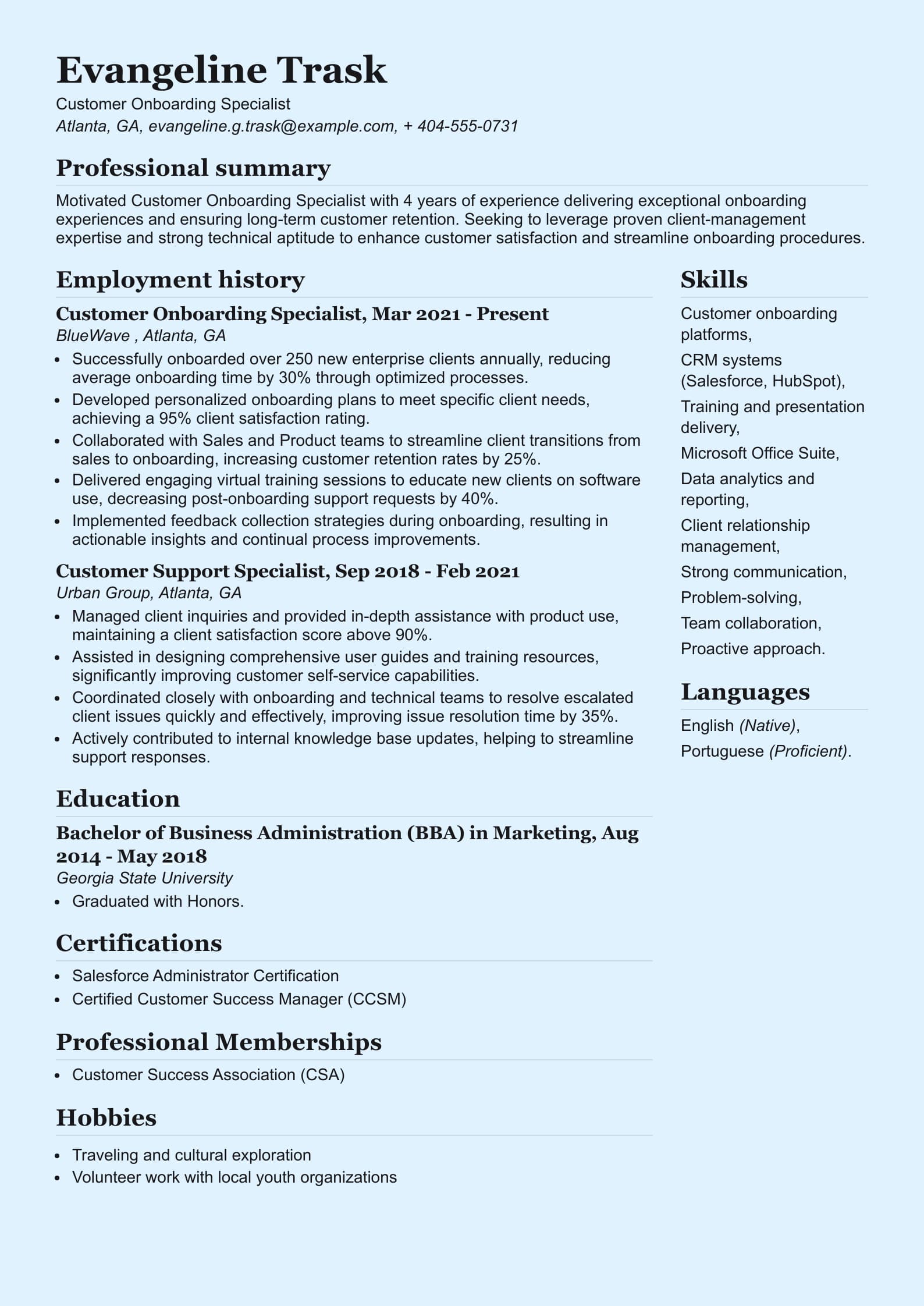 Customer Onboarding Specialist