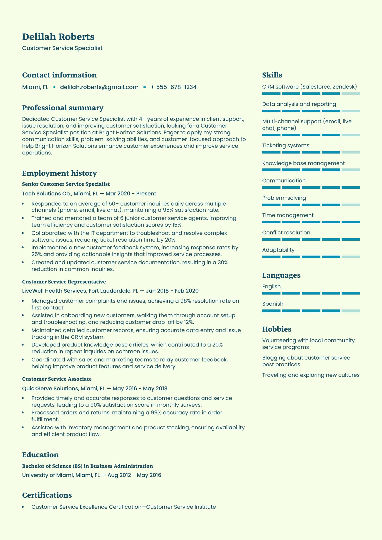 Customer Service Specialist