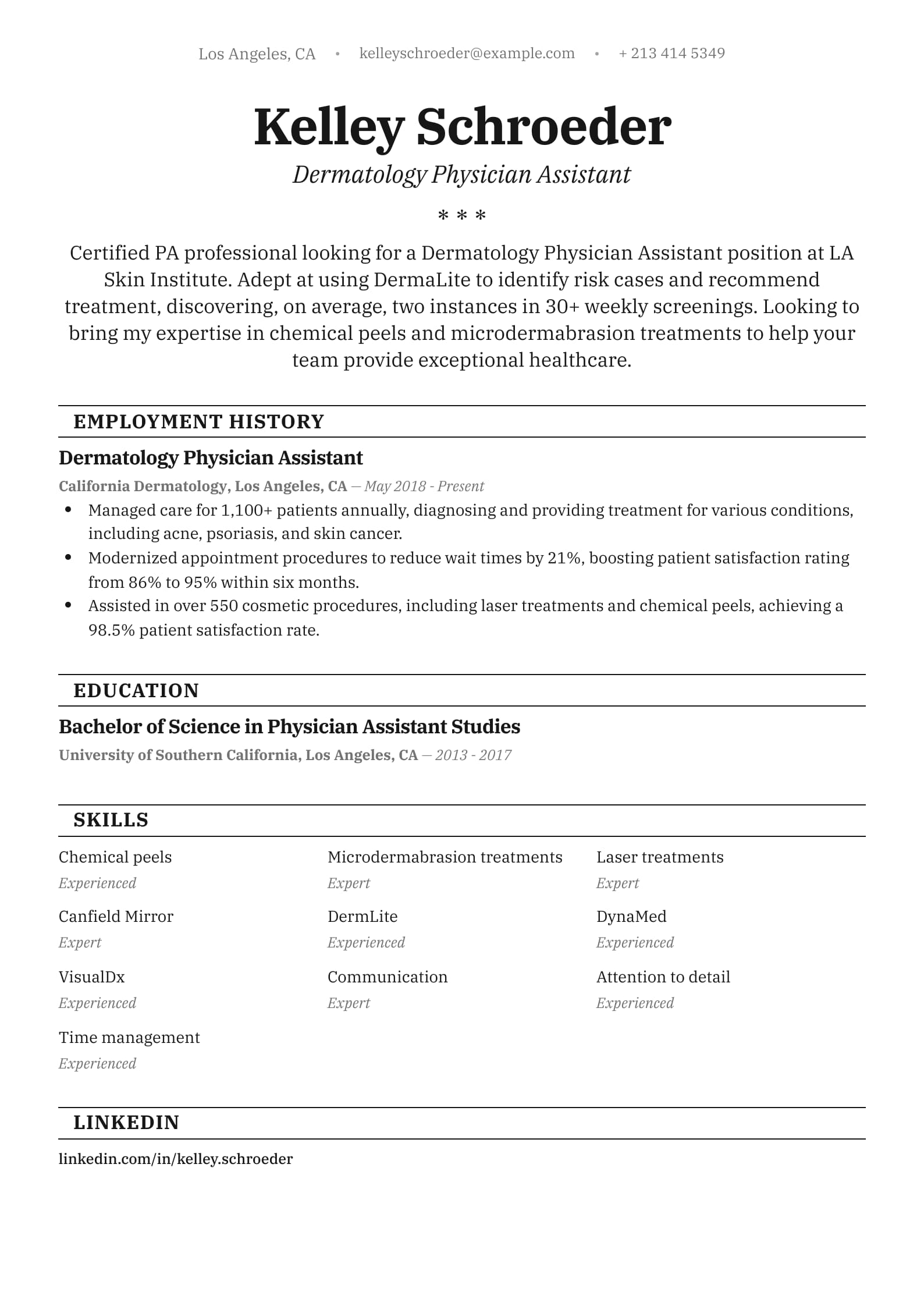 Dermatology Physician Assistant