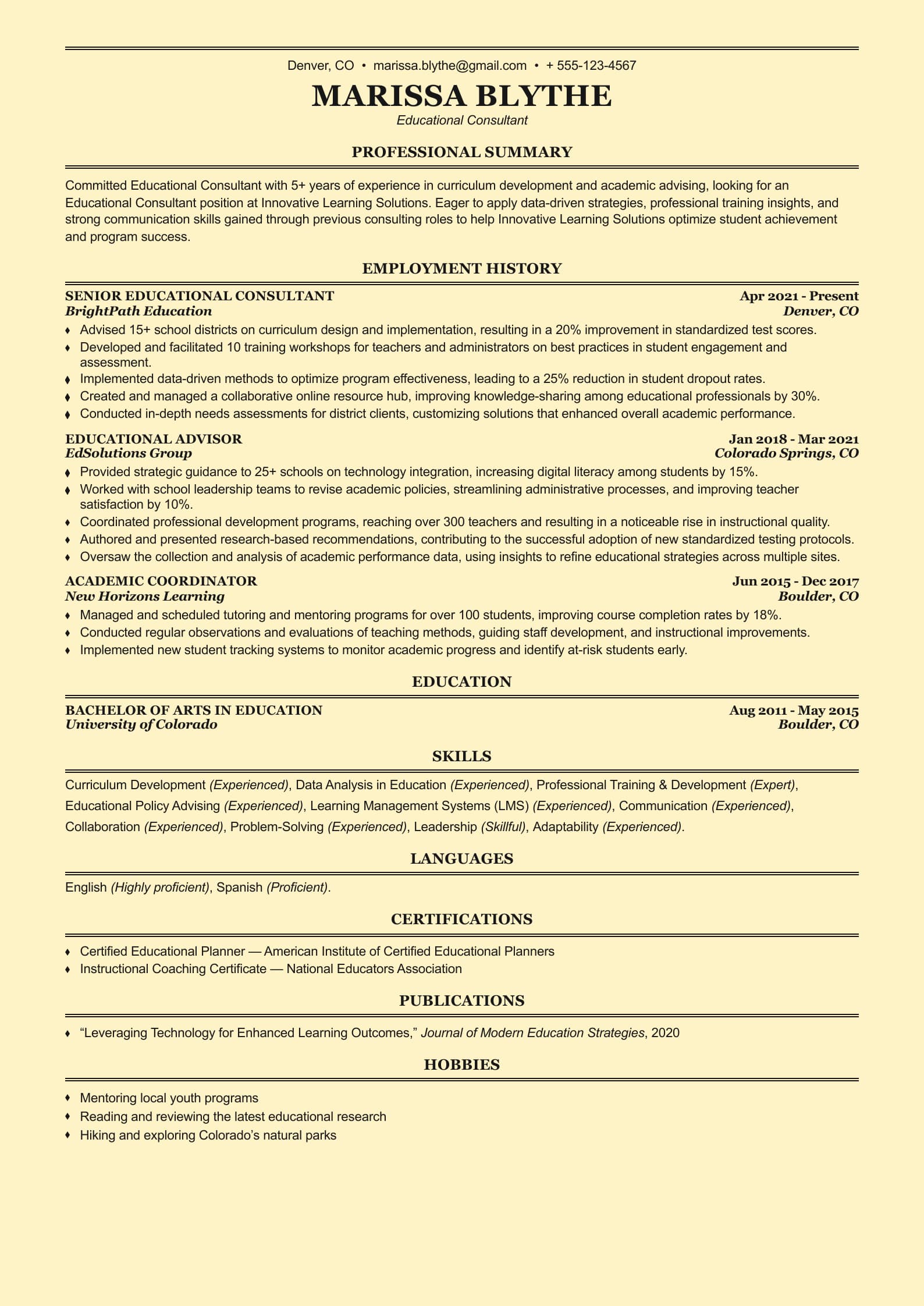 Educational Consultant