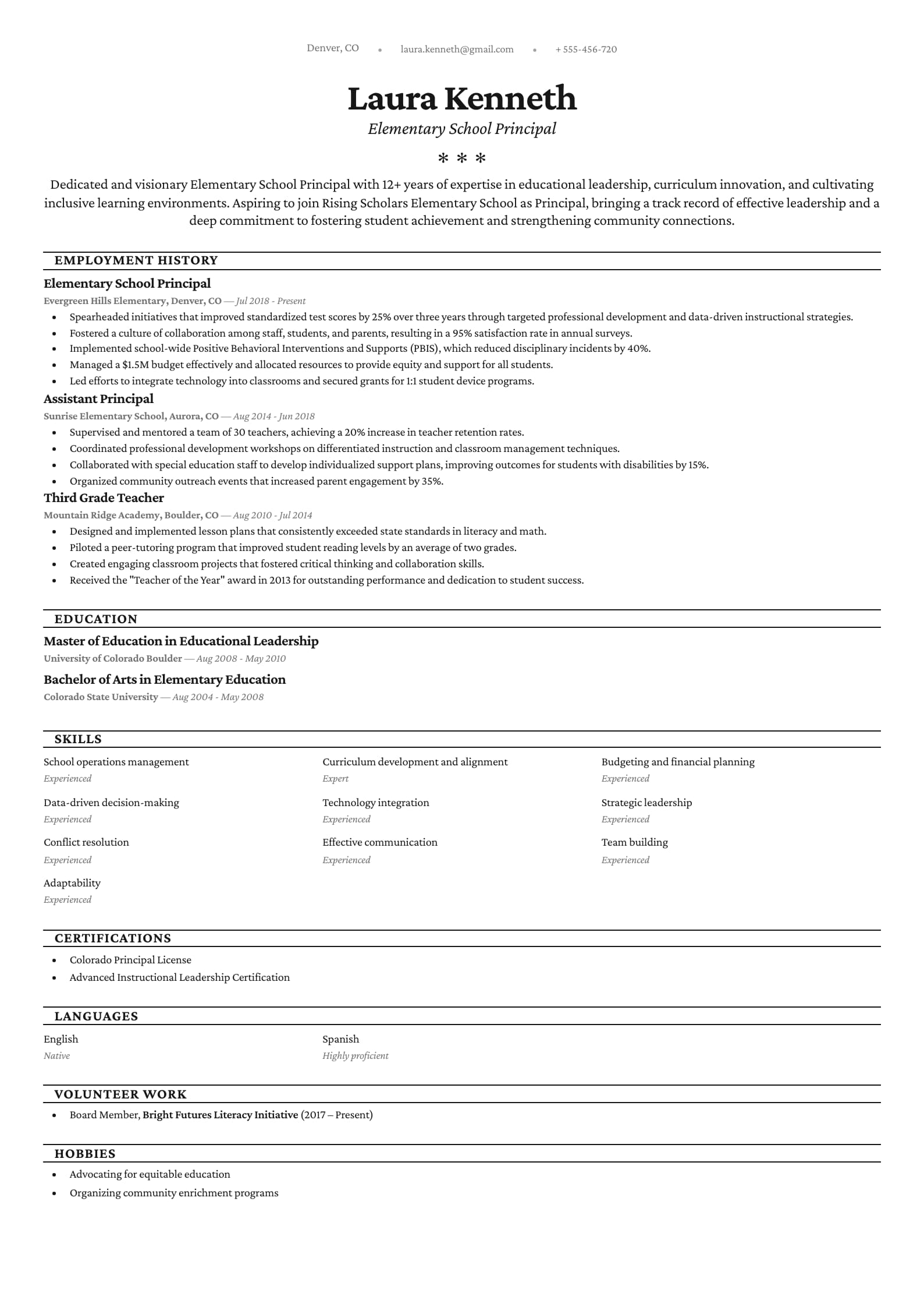 Elementary School Principal