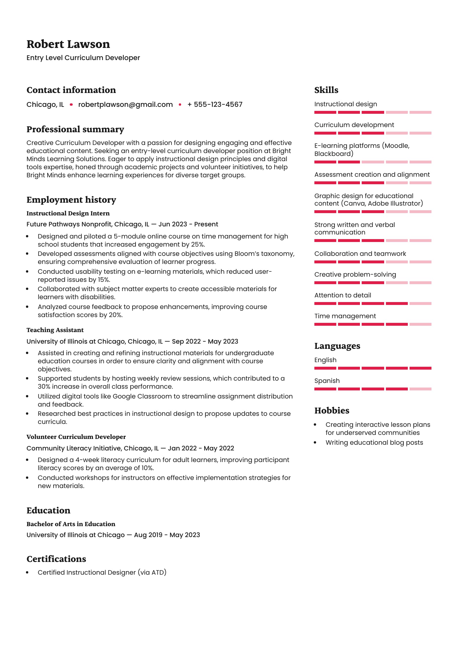 Entry Level Curriculum Developer