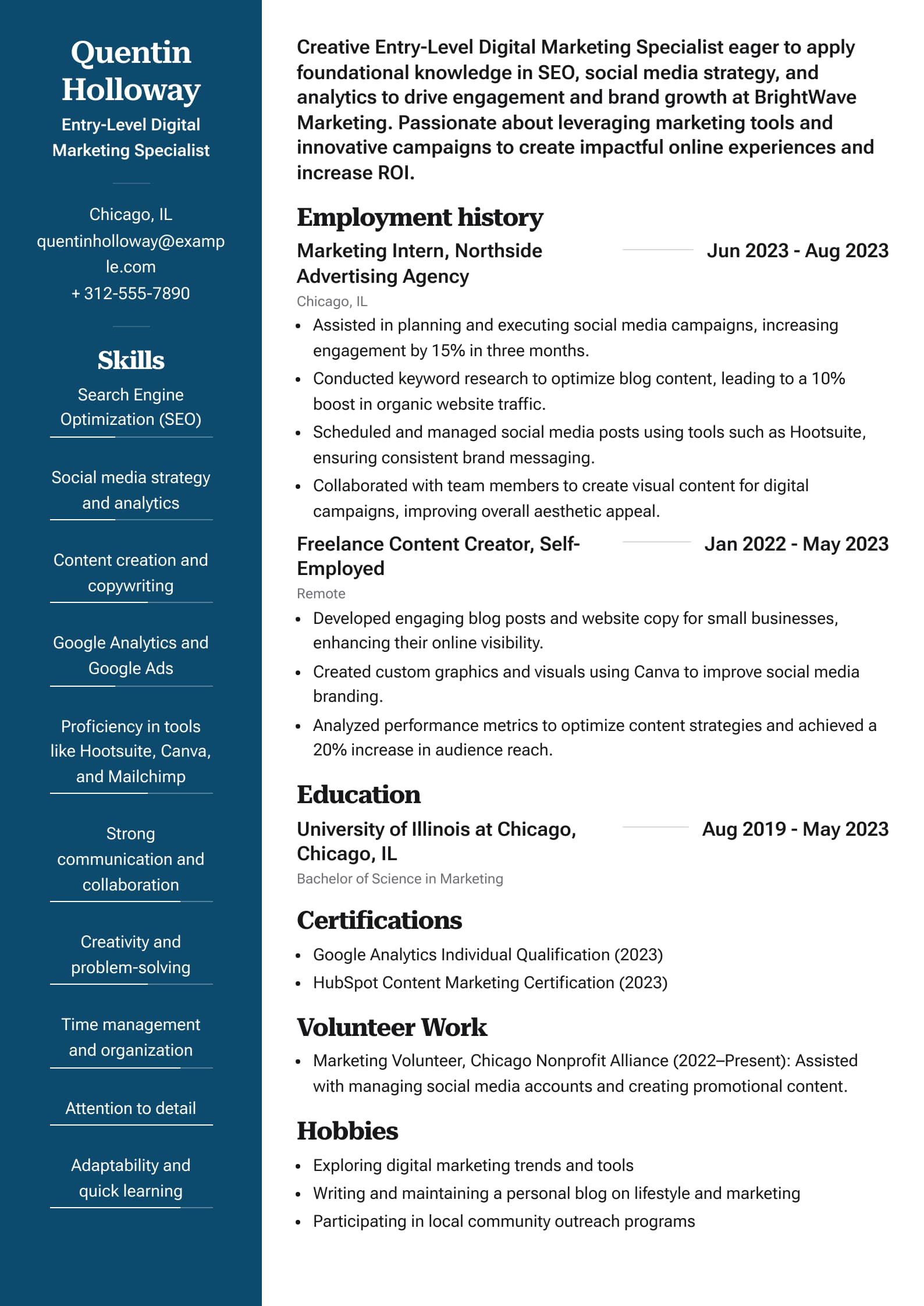 Entry-Level Digital Marketing Specialist