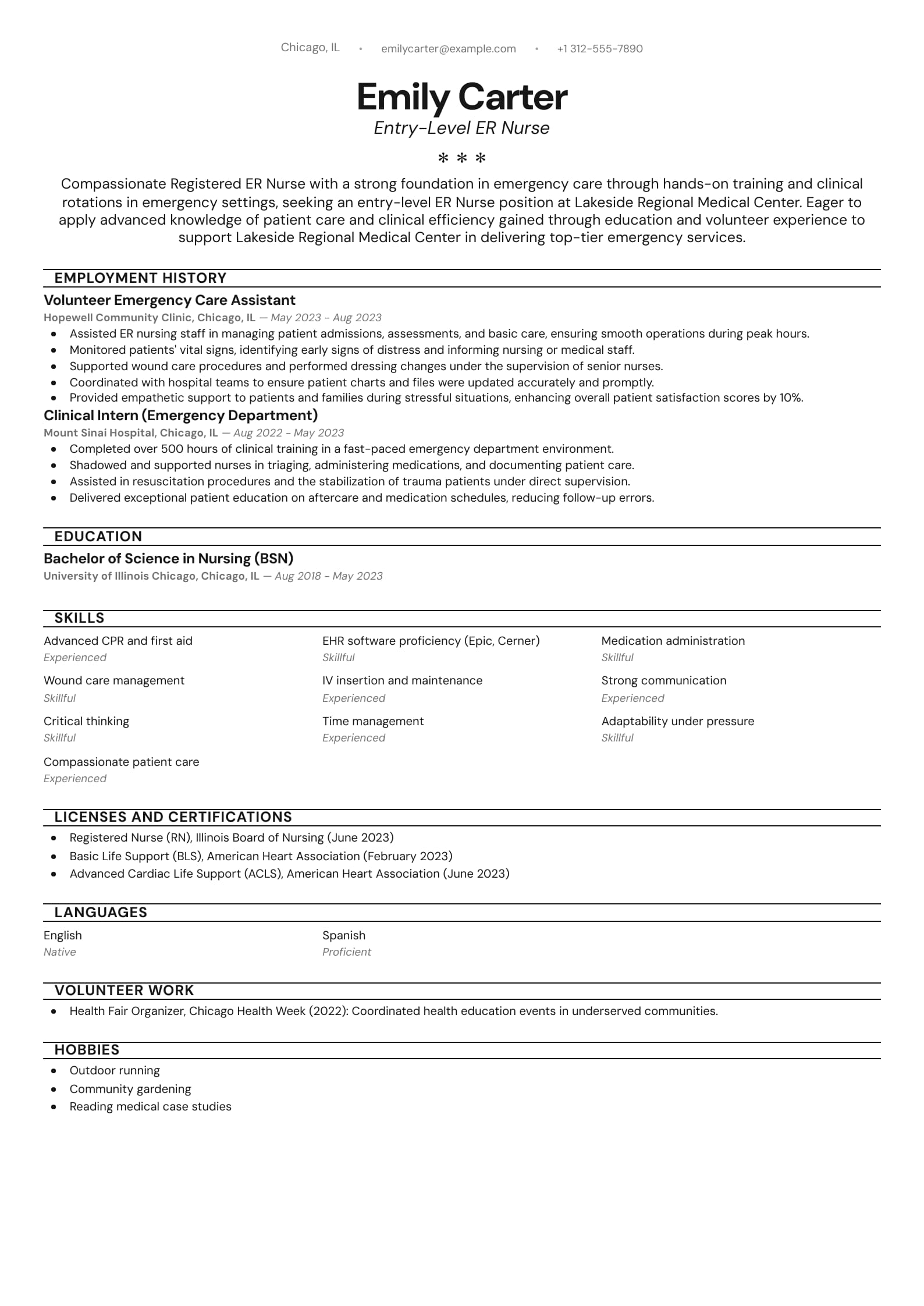 Entry-Level ER Nurse
