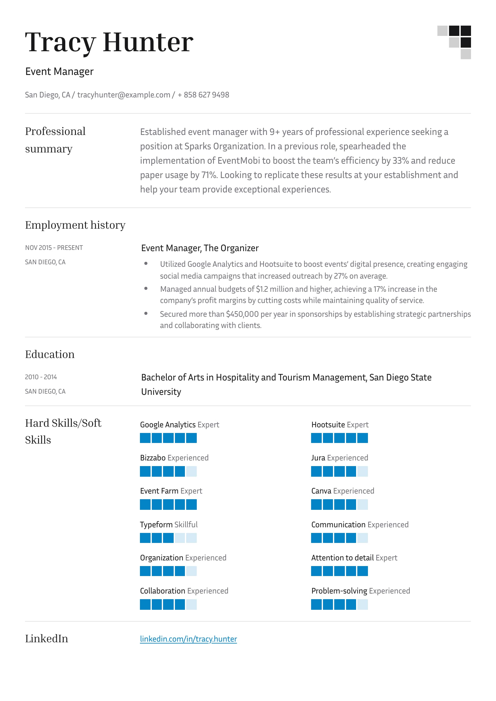 #3. Event Manager Resume
