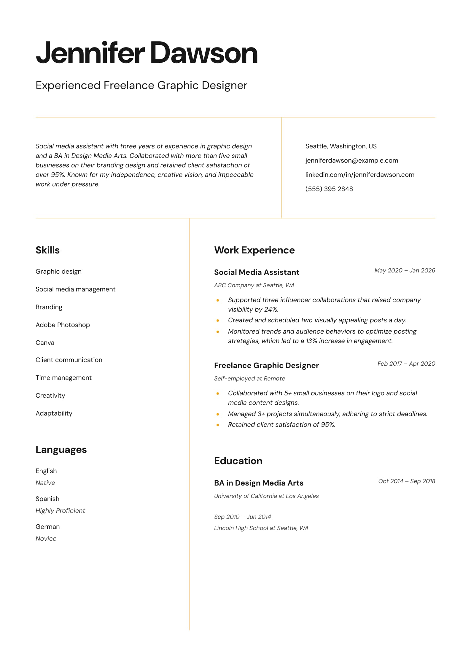 Experienced Freelance Graphic Designer