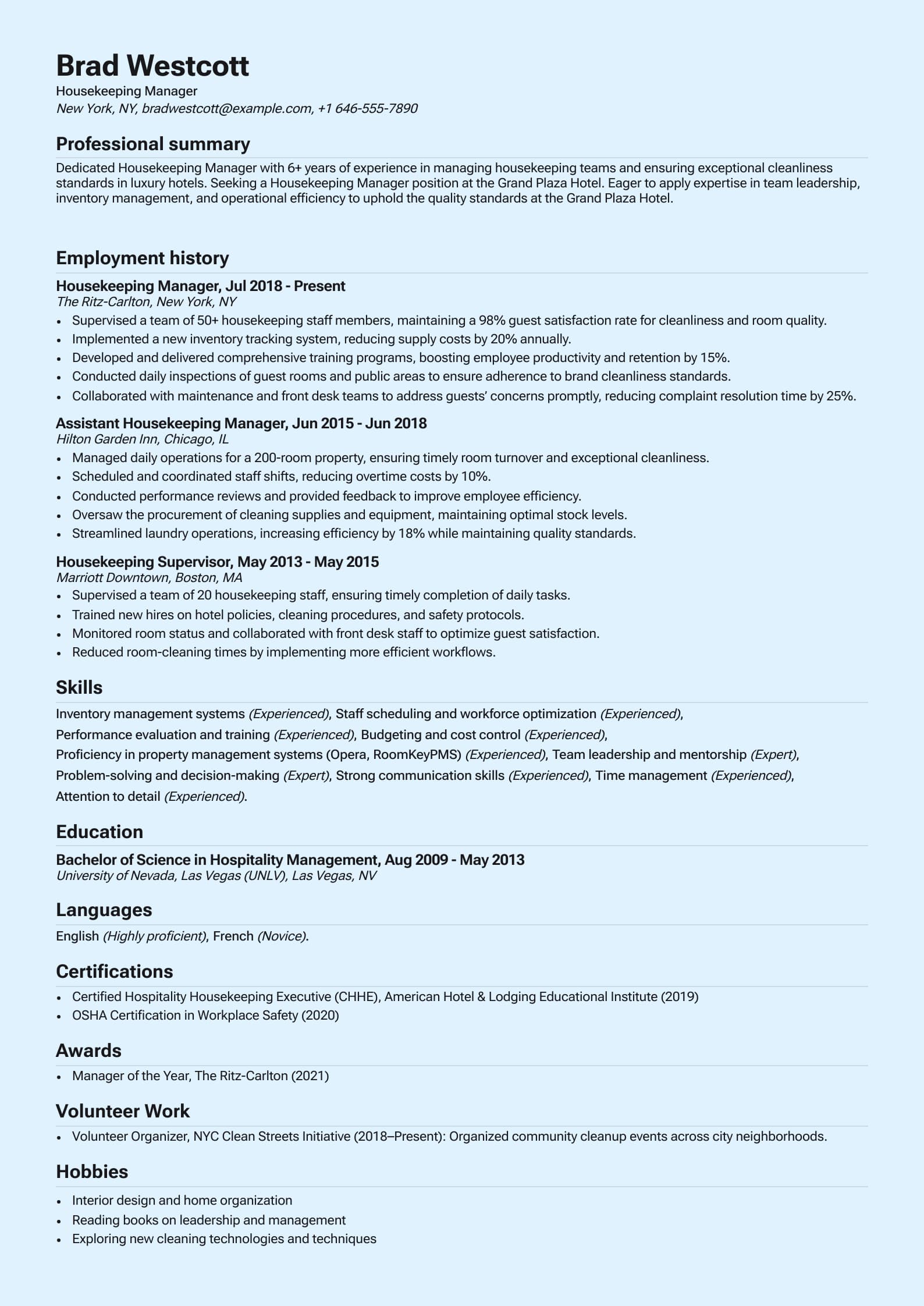 Housekeeping Manager