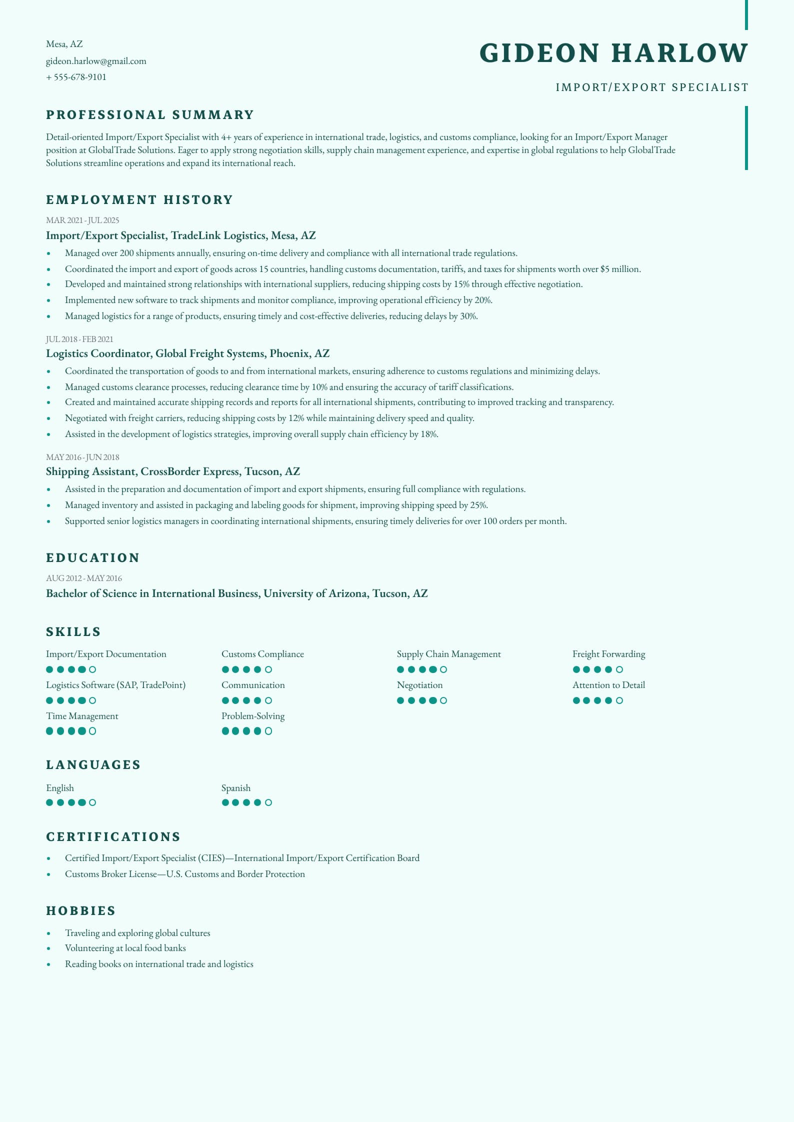 Import/Export Specialist