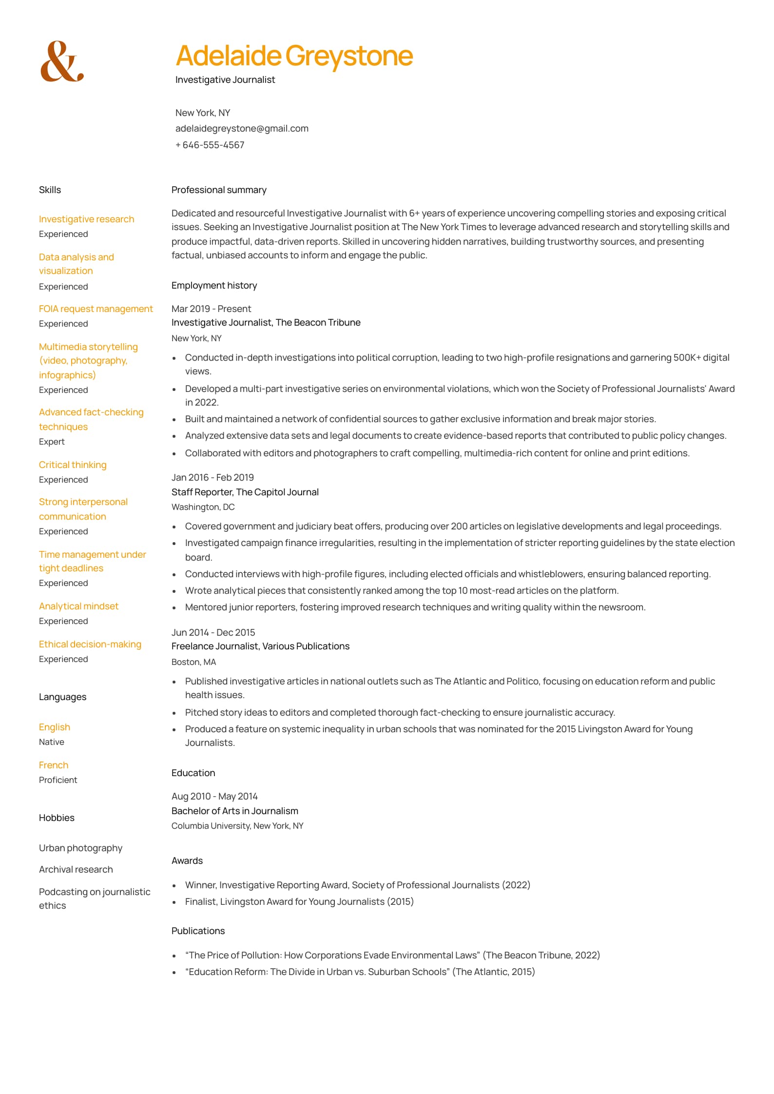 Investigative Journalist