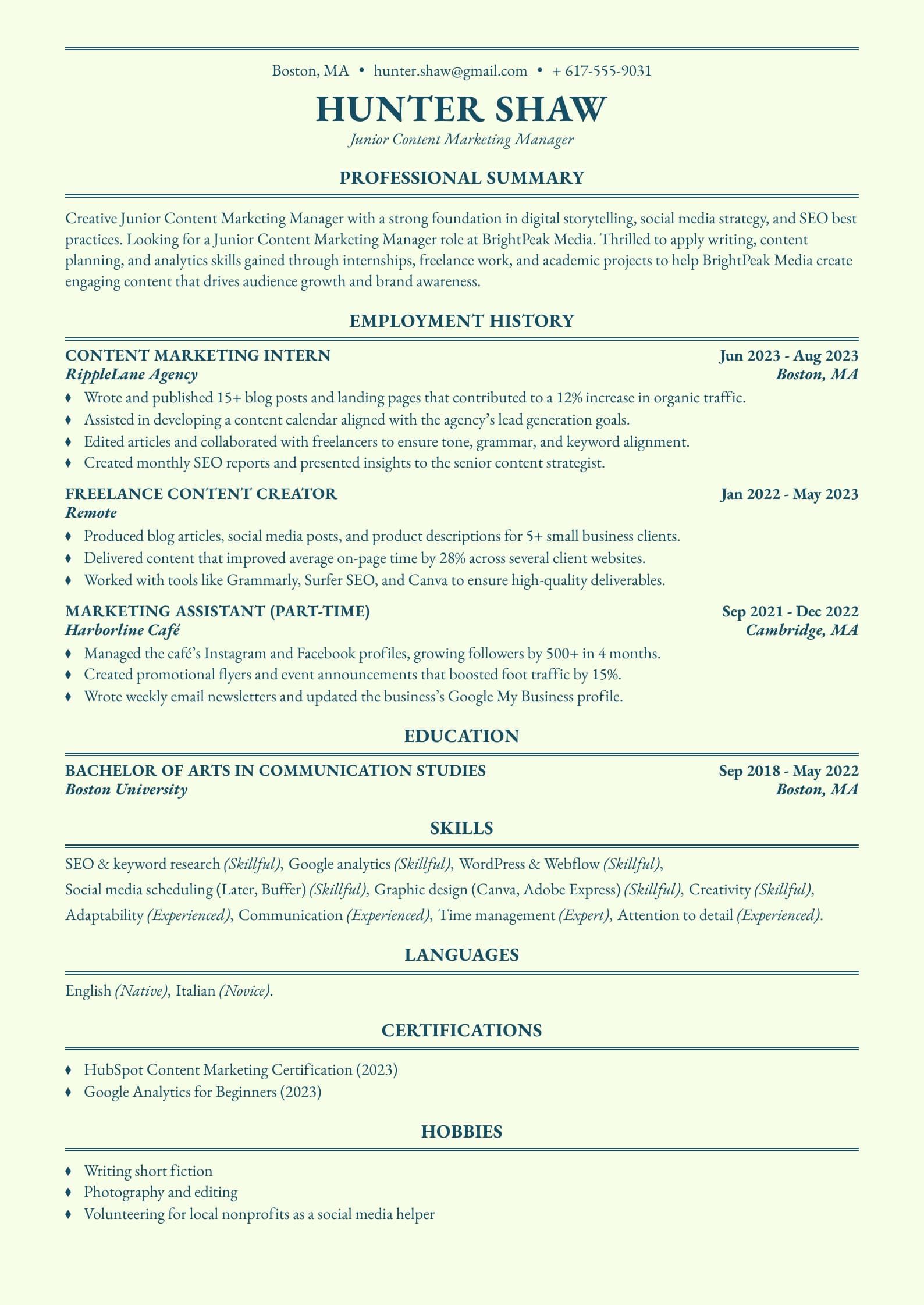 Junior Content Marketing Manager