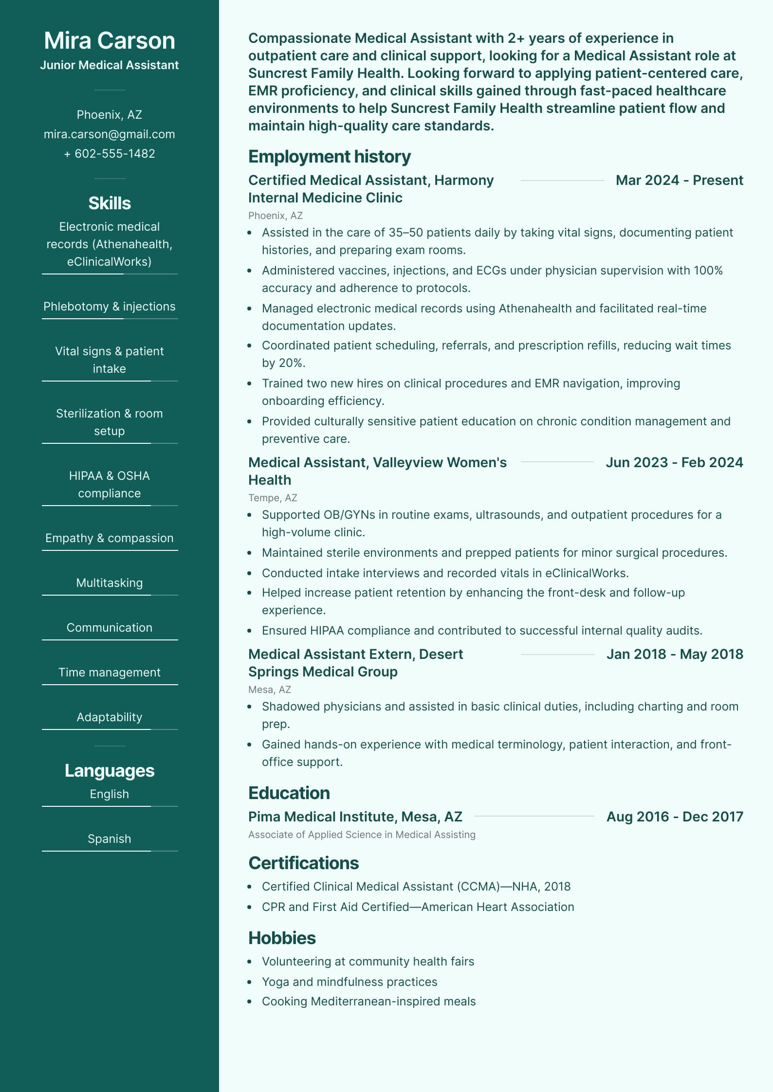 Junior Medical Assistant