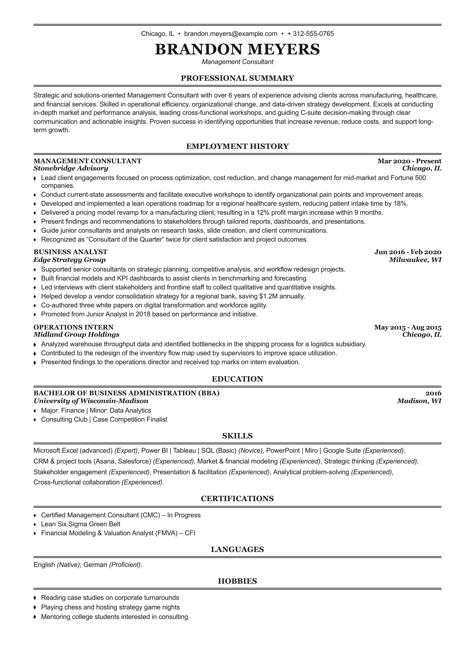 Management Consultant