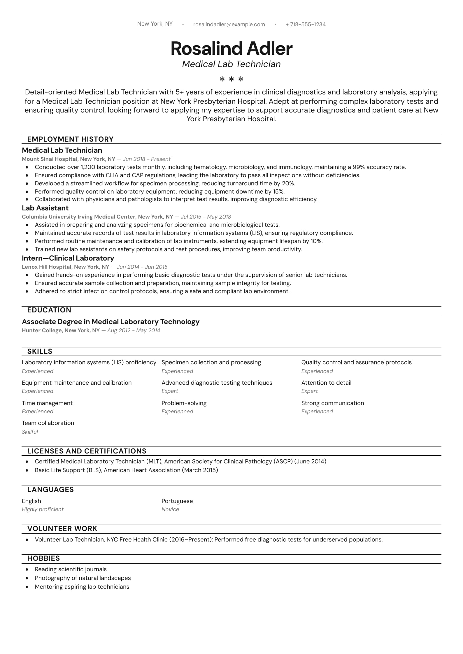 Medical Lab Technician