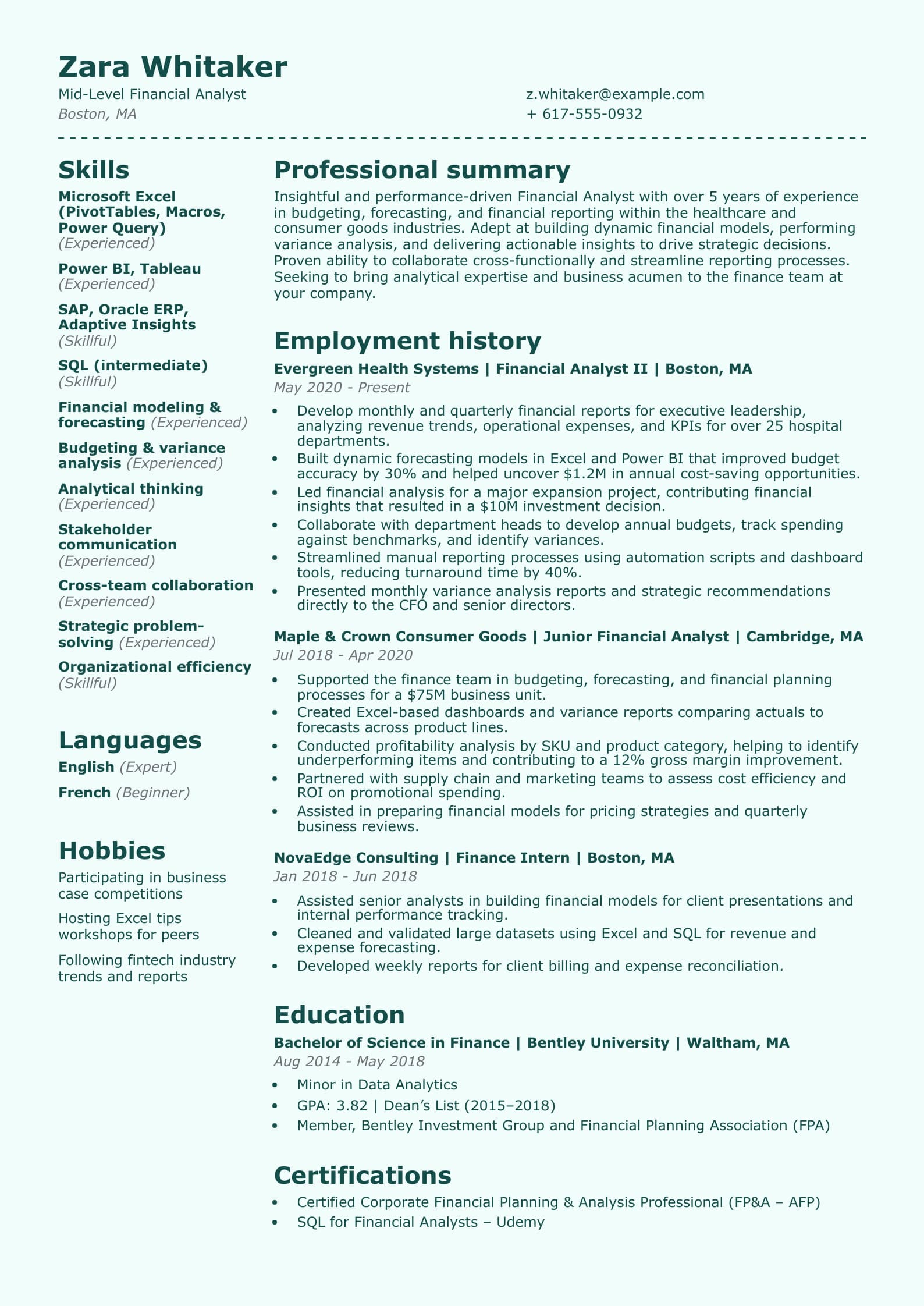 Mid-Level Financial Analyst