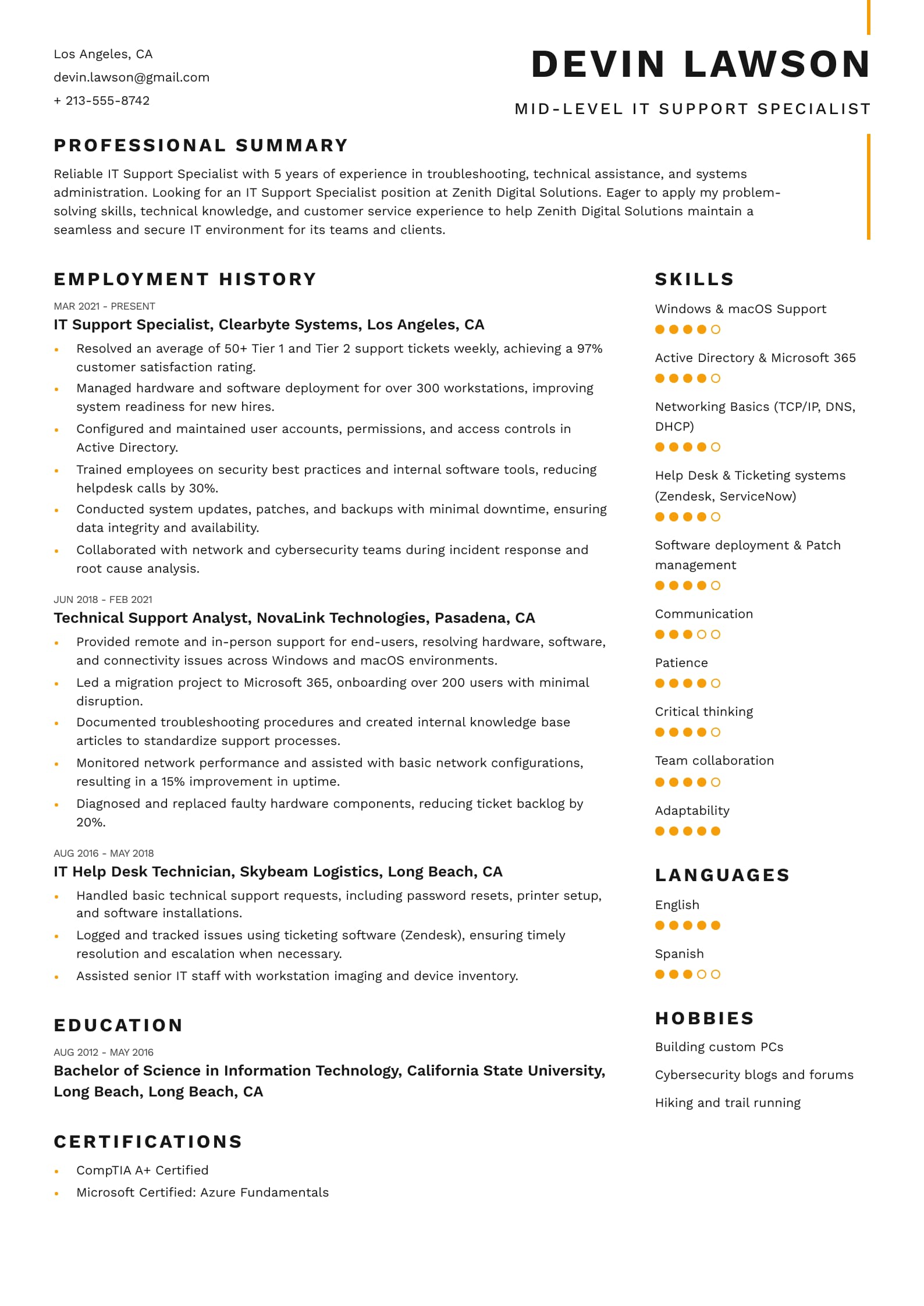 Mid-Level It Support Specialist