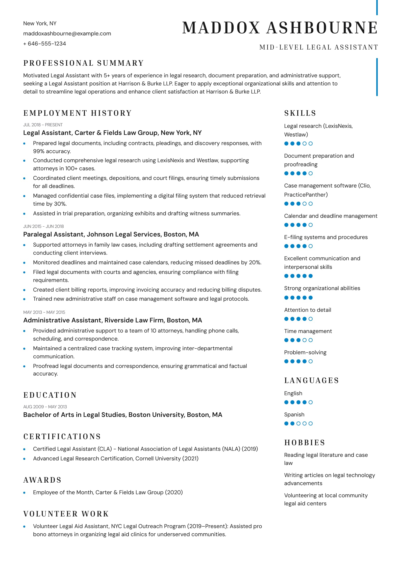 Mid-Level Legal Assistant