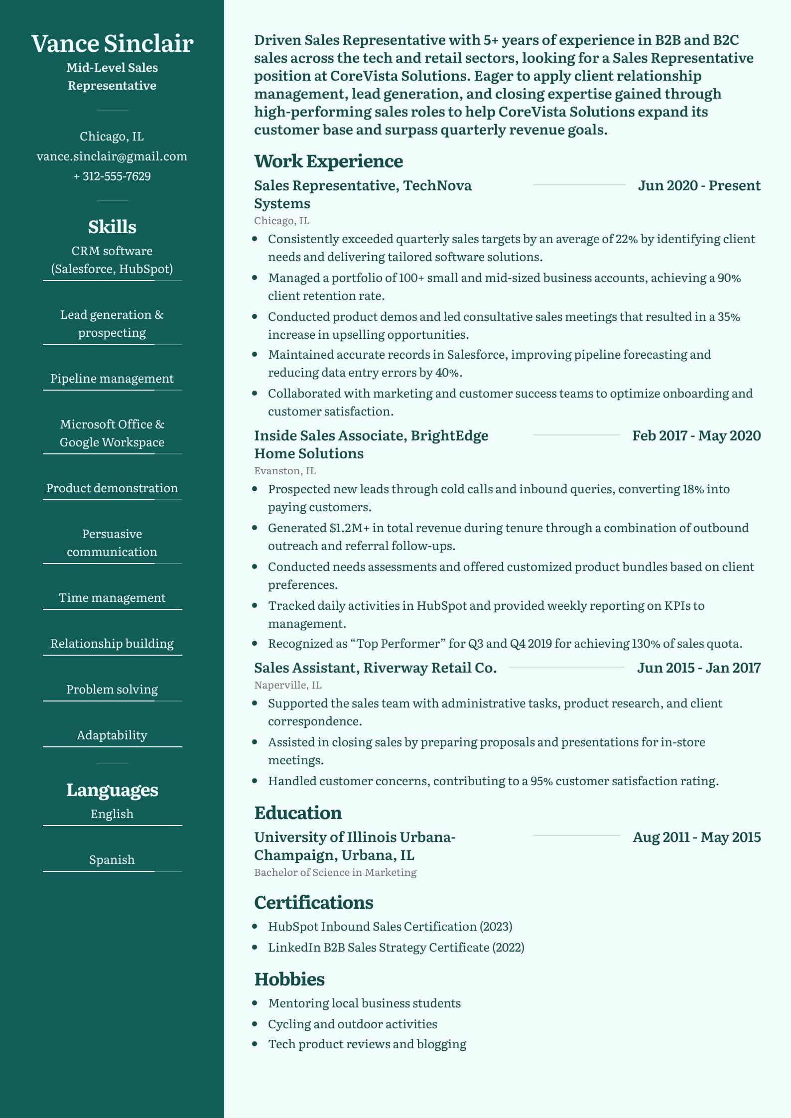 Mid-Level Sales Representative