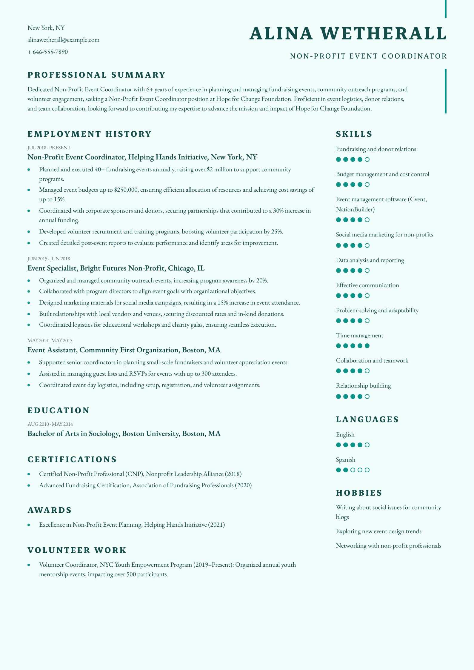 Non-Profit Event Coordinator