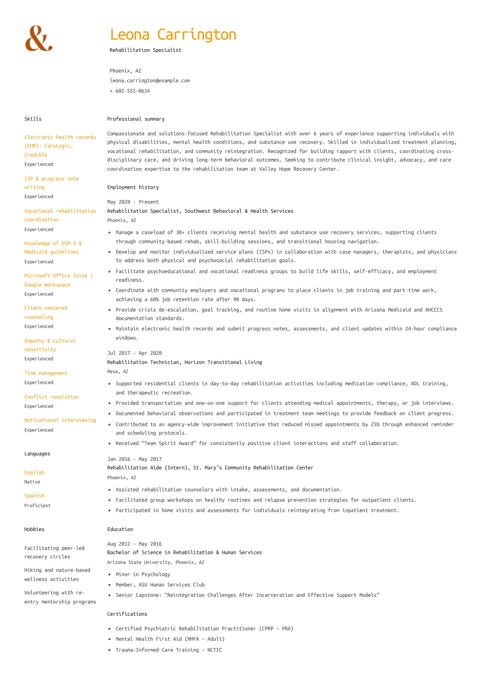 Rehabilitation Specialist