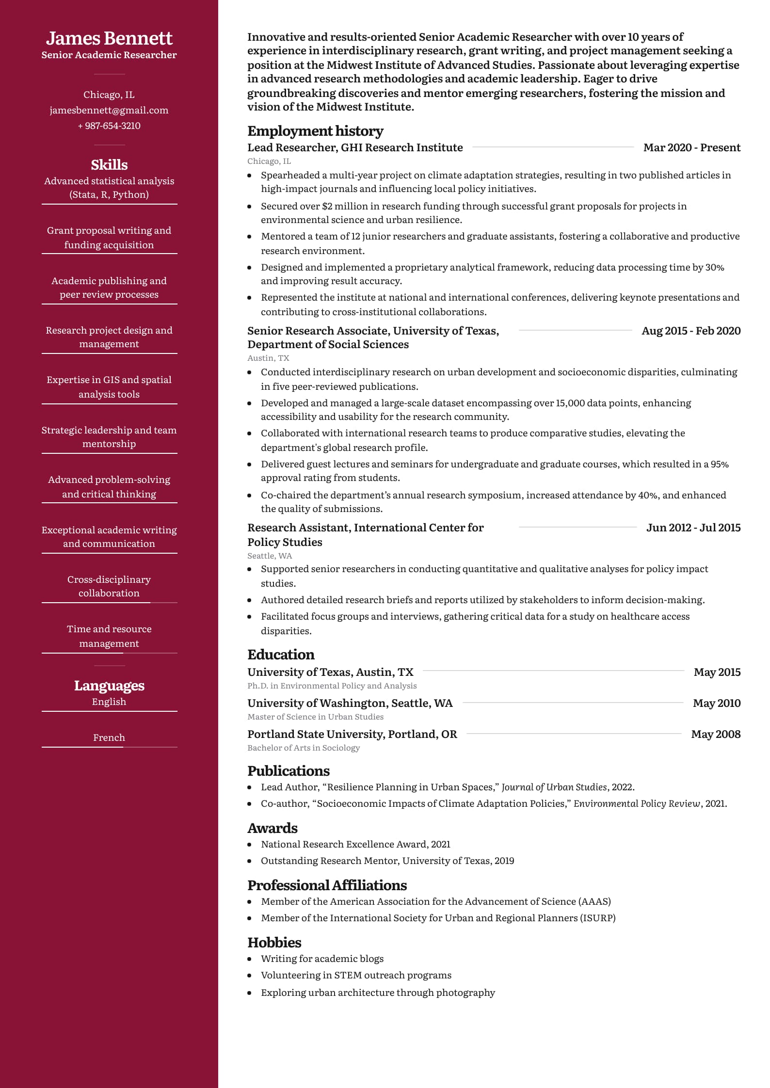 Senior Academic Researcher