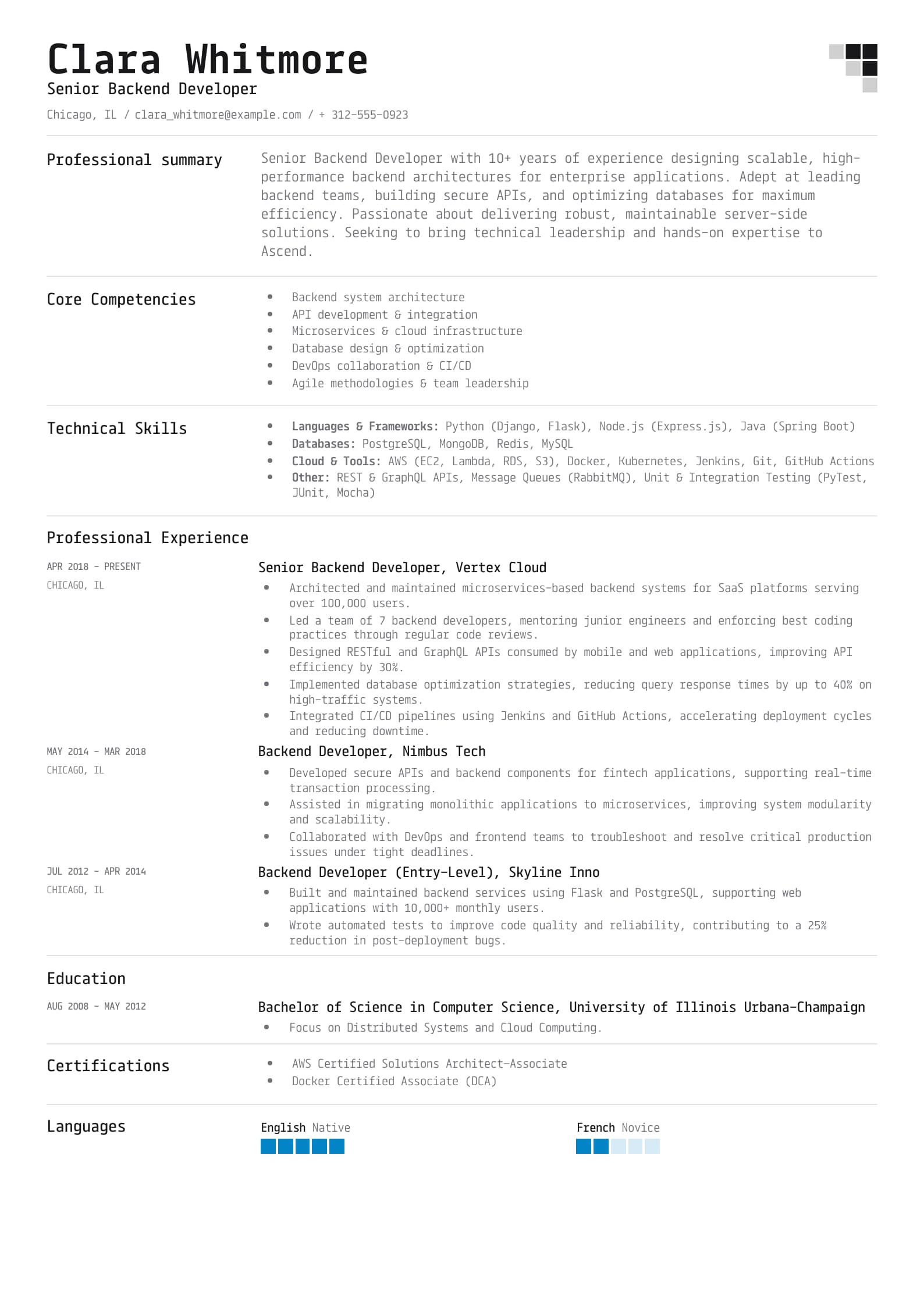 Senior Back-End Developer