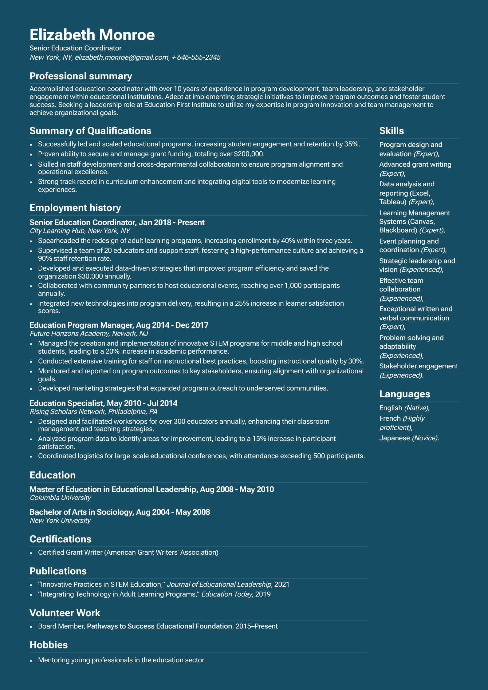 Senior Education Coordinator