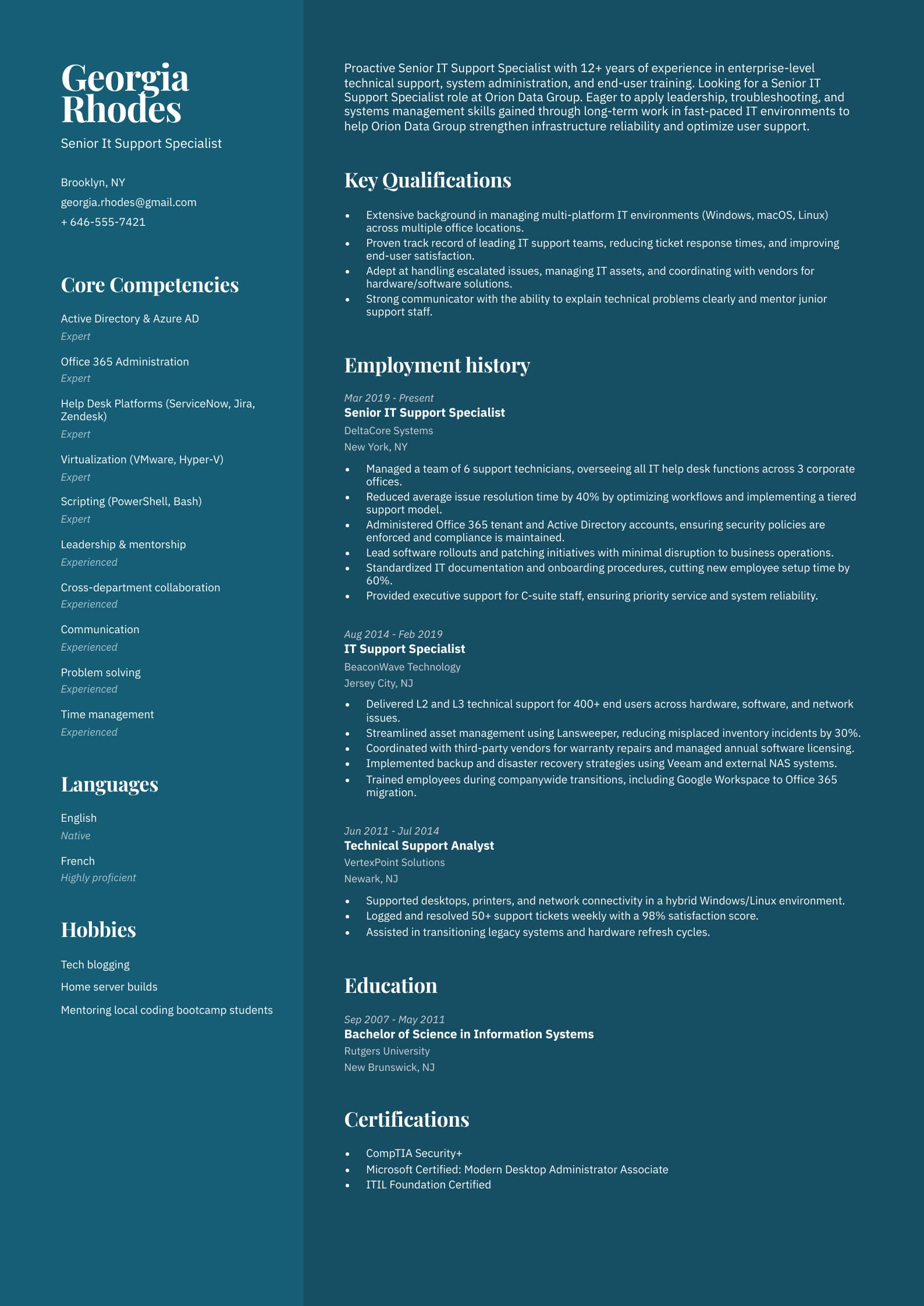 Senior It Support Specialist