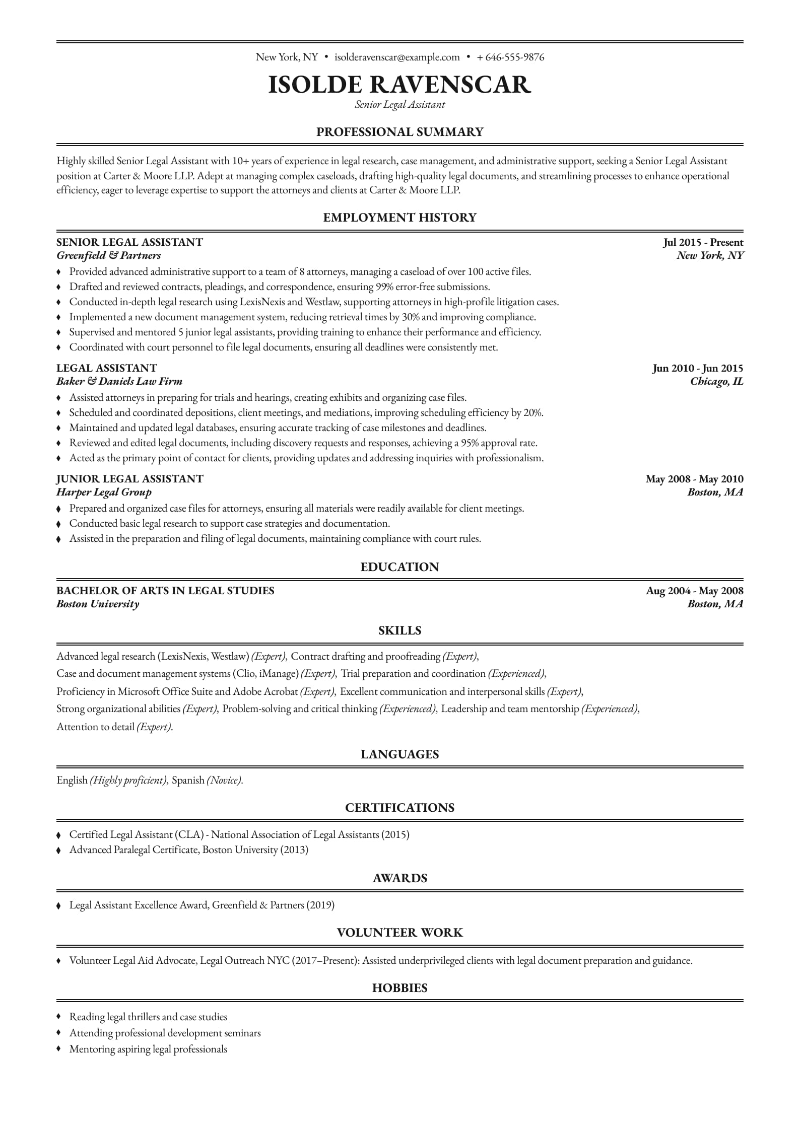 Senior Legal Assistant