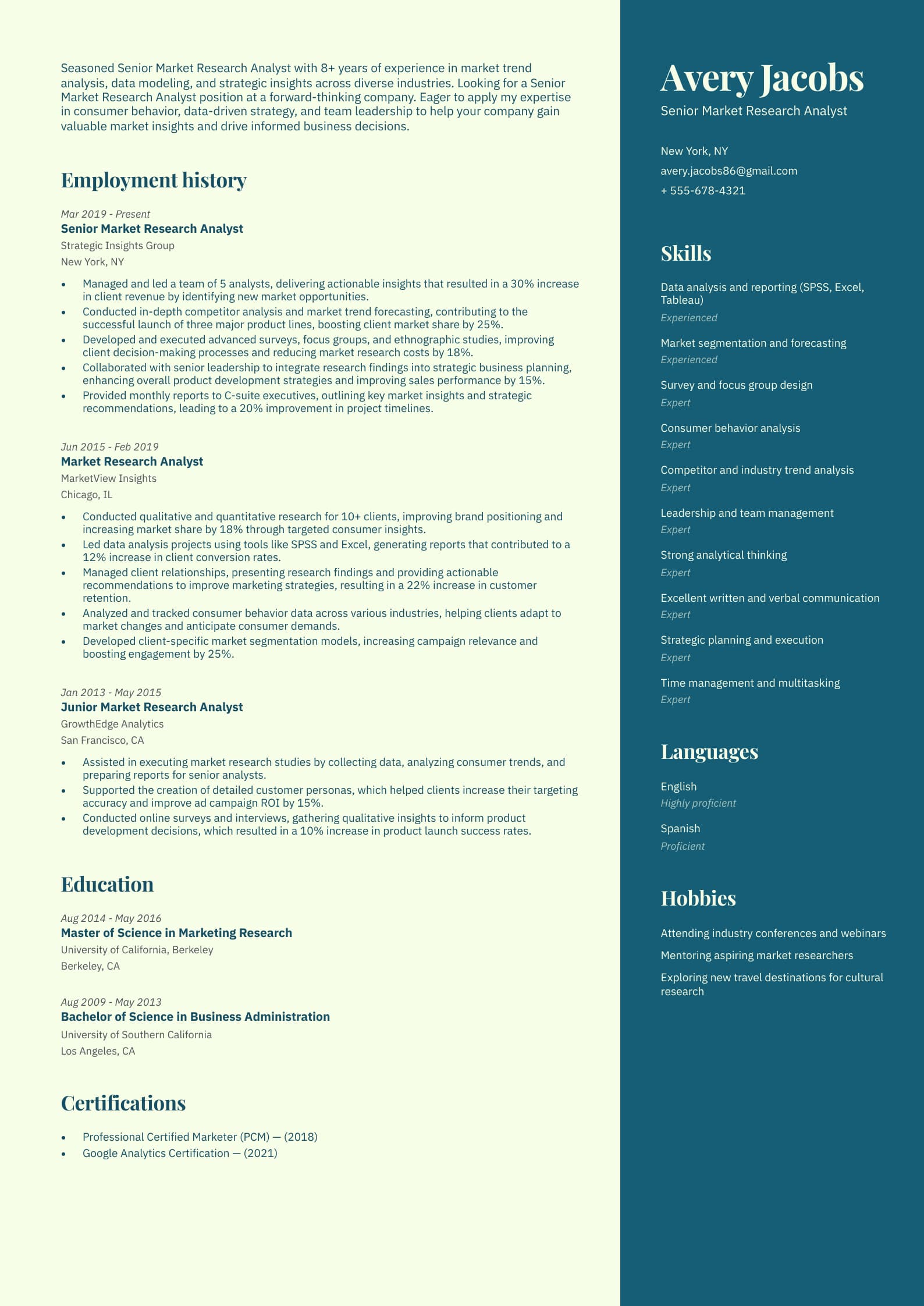 Senior Market Research Analyst