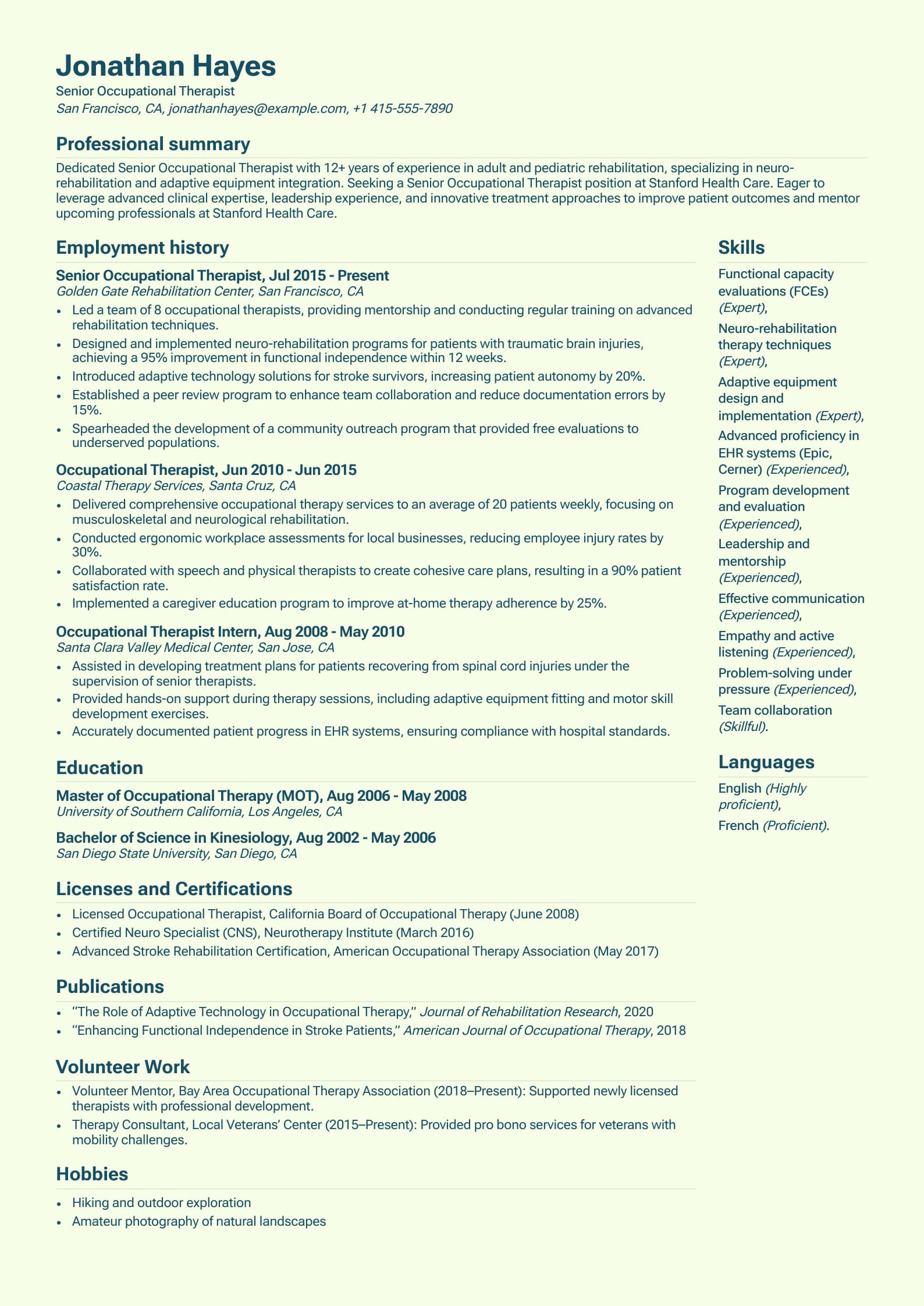 Senior Occupational Therapist