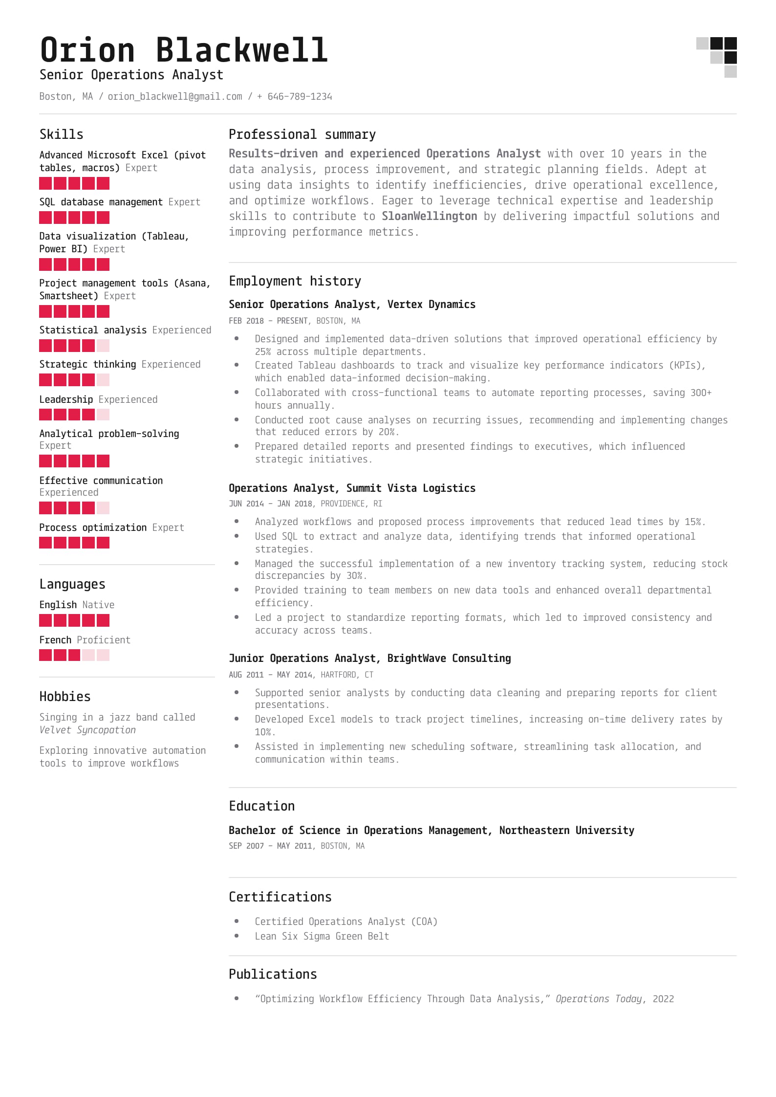 Senior Operations Analyst