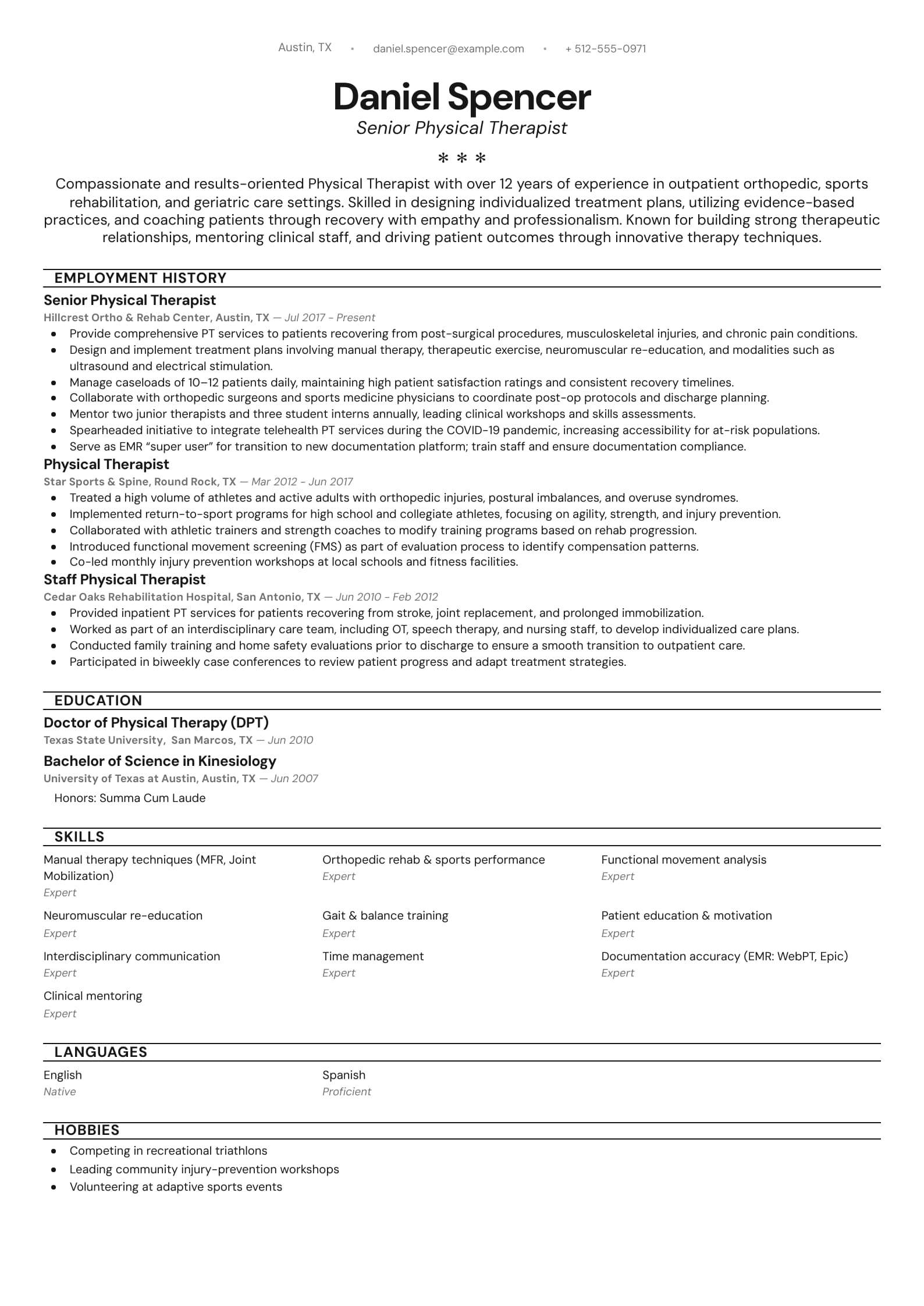 Senior Physical Therapist