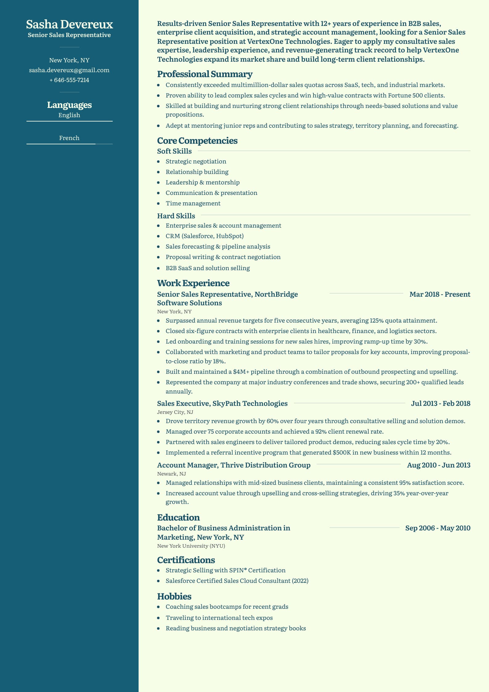 Senior Sales Representative