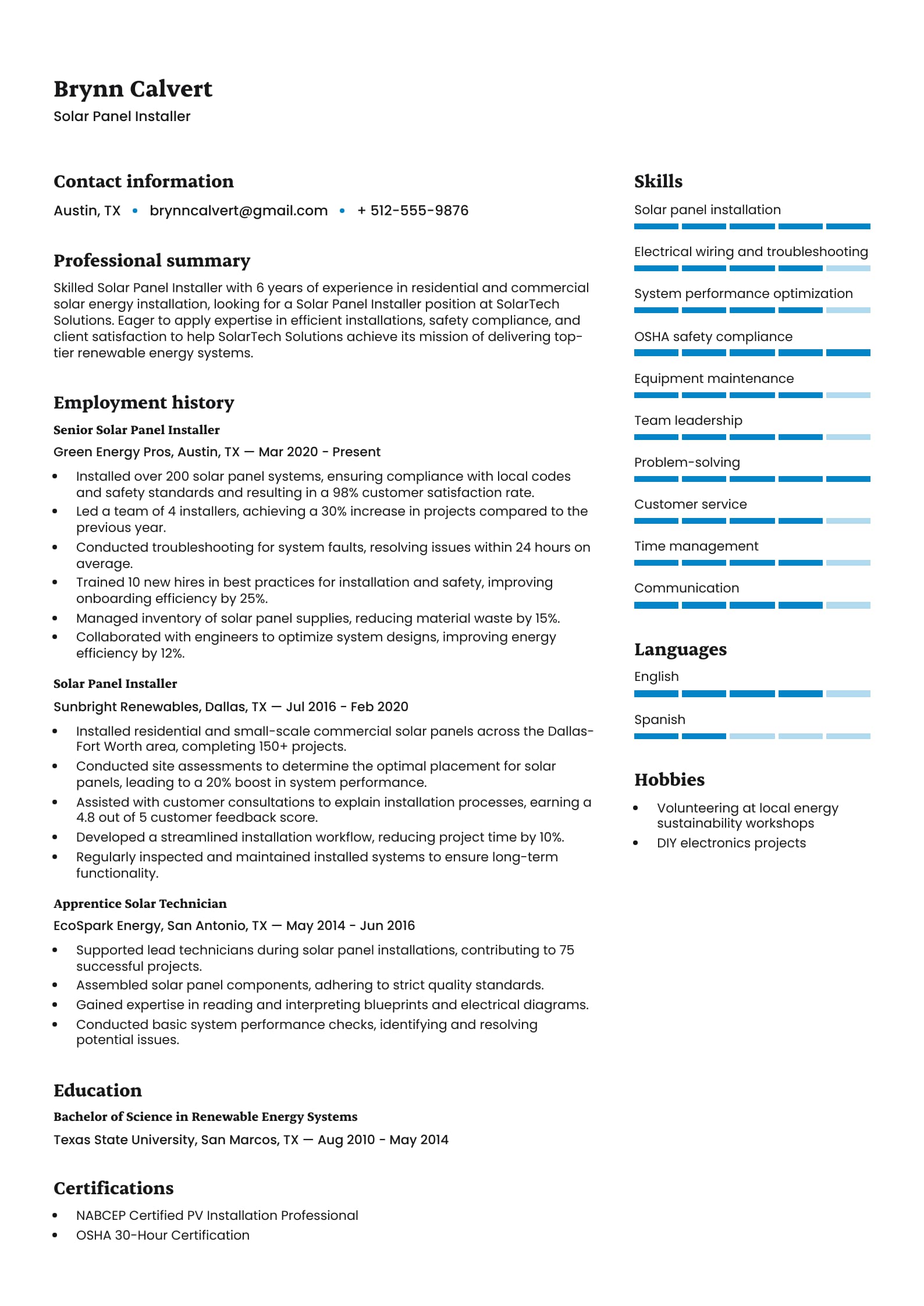 Solar Panel Installer