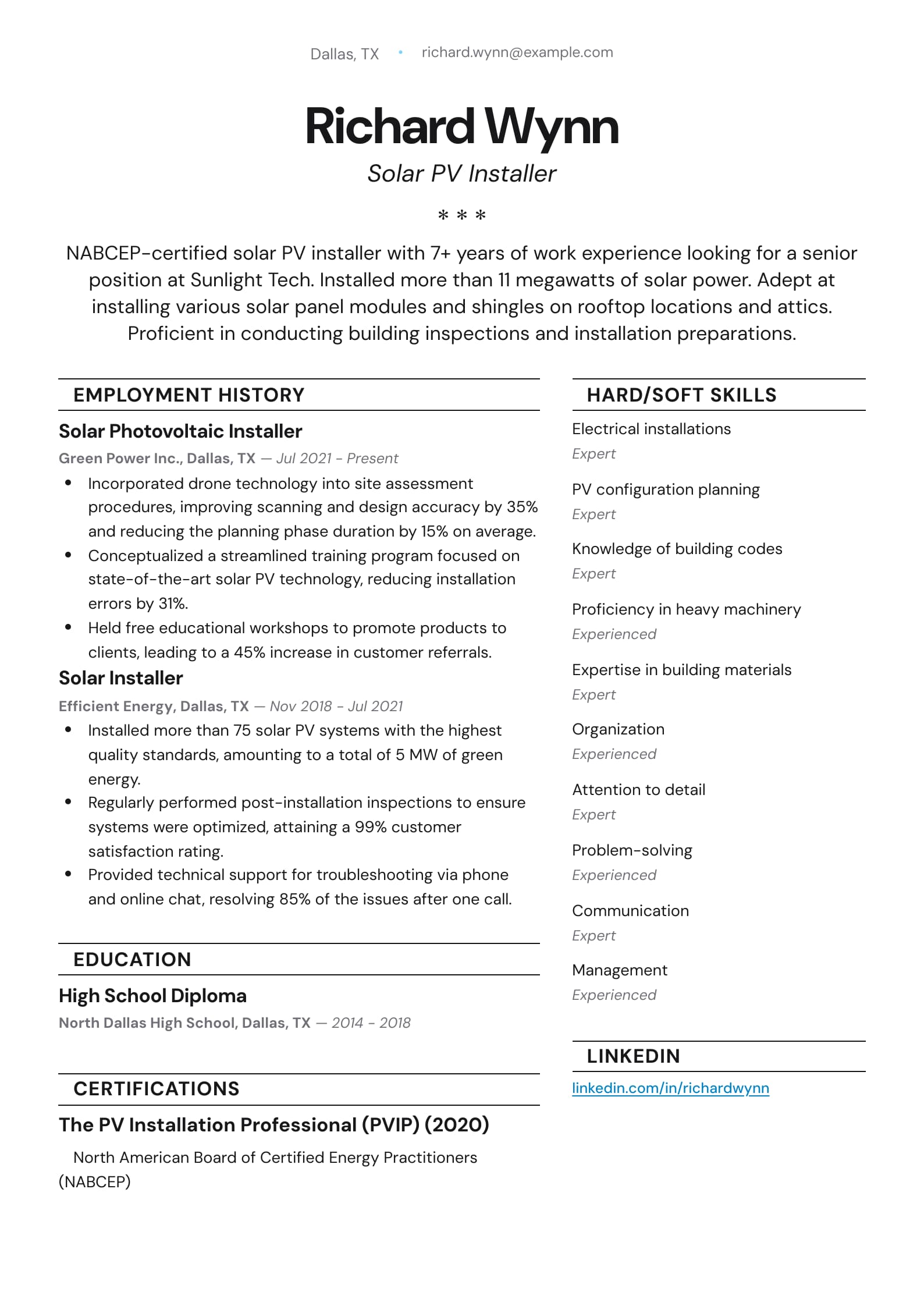 Solar Photovoltaic Installer